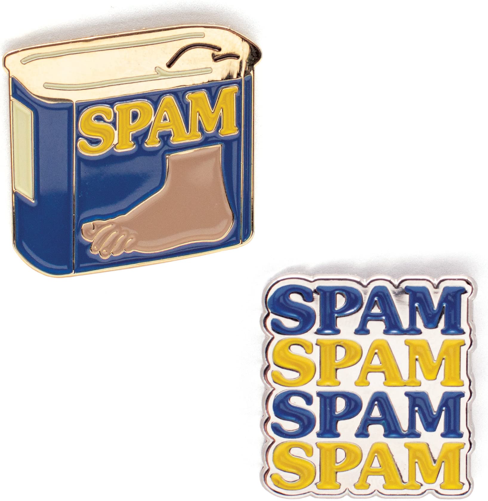 The Unemployed Philosophers Guild Monty Python Spam Enamel Pin Set - Strong Rubber Backing Clasps, Set of 2 Pins