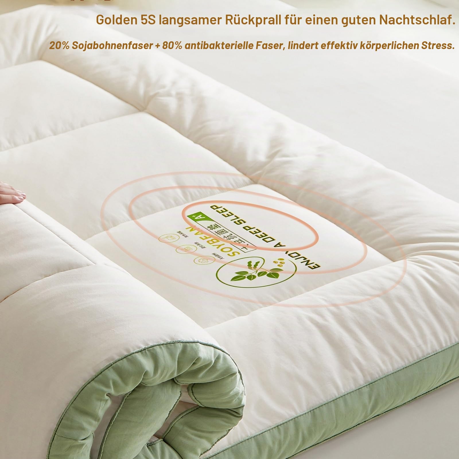 NEPHRA Futon Matratze 180x200 Dick und Faltbar, Aus Polyester, Bodematratze, Klappbare Matratze, Ideal für Gäste, Schlafsäle, Camping, Sofas und Liegen(Thickness 9cm,200 x 220 cm)