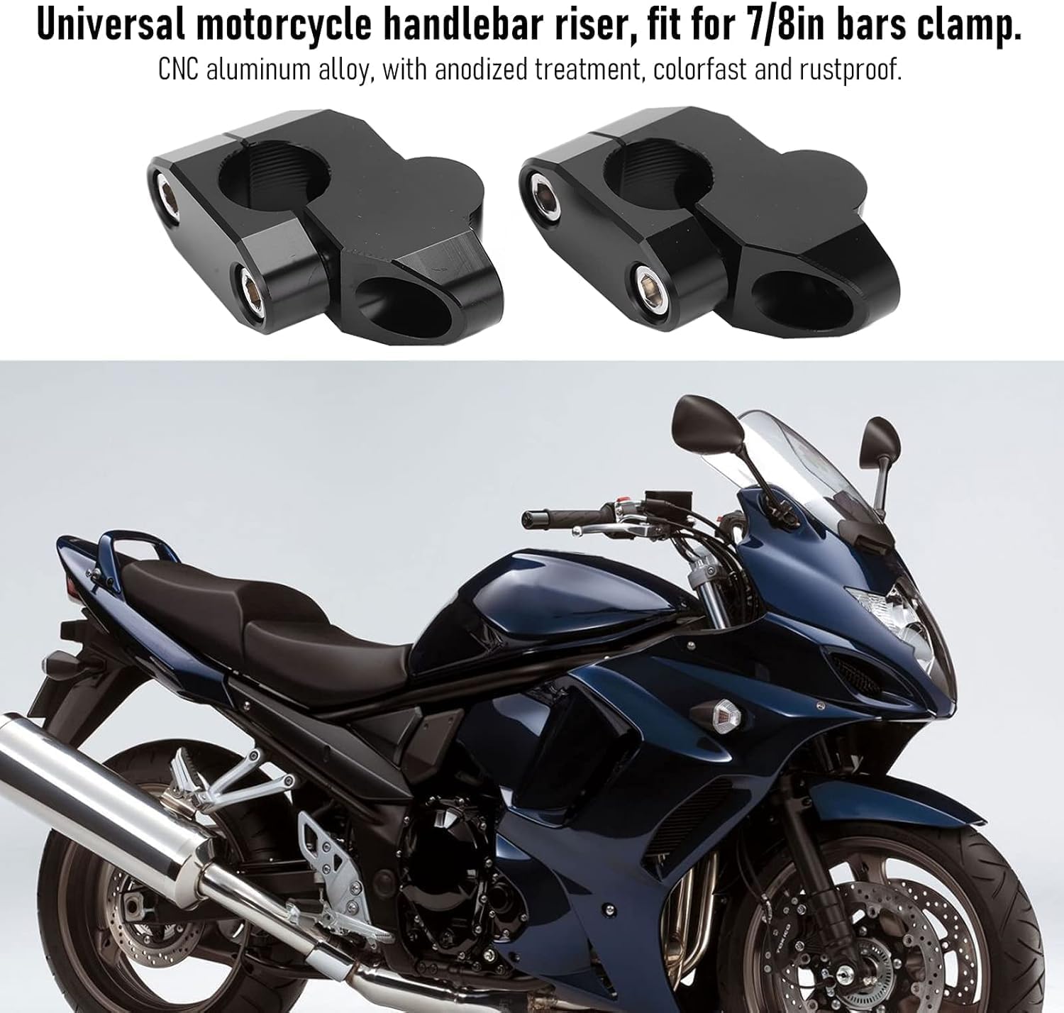 Adaptador de altura de manillar Aramox, elevadores de manillar de 7/8 pulgadas, accesorio universal de modificaci¨®n de motocicleta de aleaci¨®n de aluminio CNC(Negro)