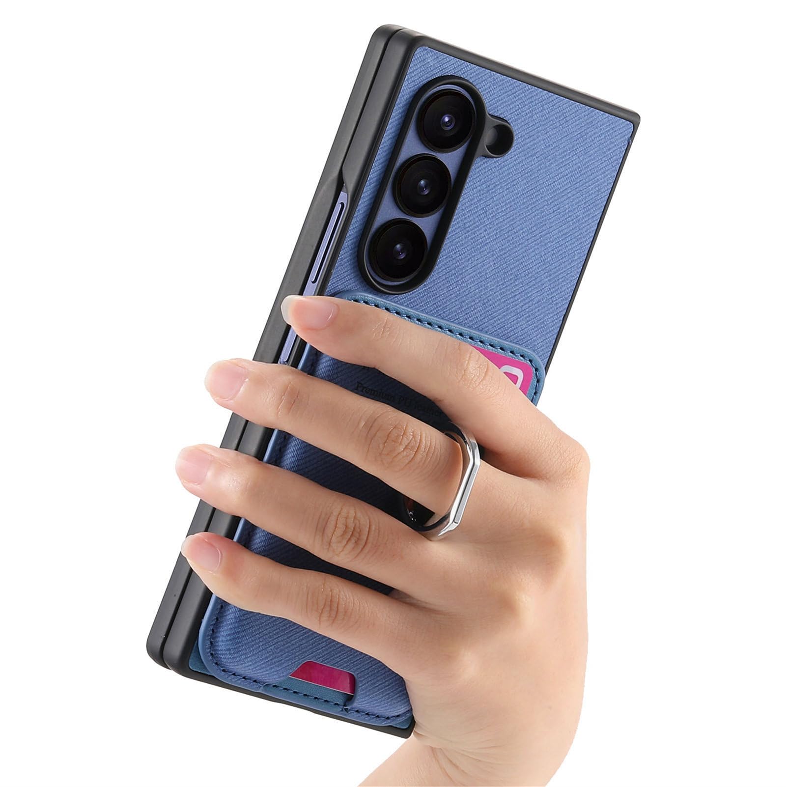 Etui magnetyczne do Samsung Galaxy Z Fold 6, zdejmowane etui portfelowe antypoślizgowe skórzane etui biznesowe z obrotową metalową podstawką, zielone, Z Fold 6