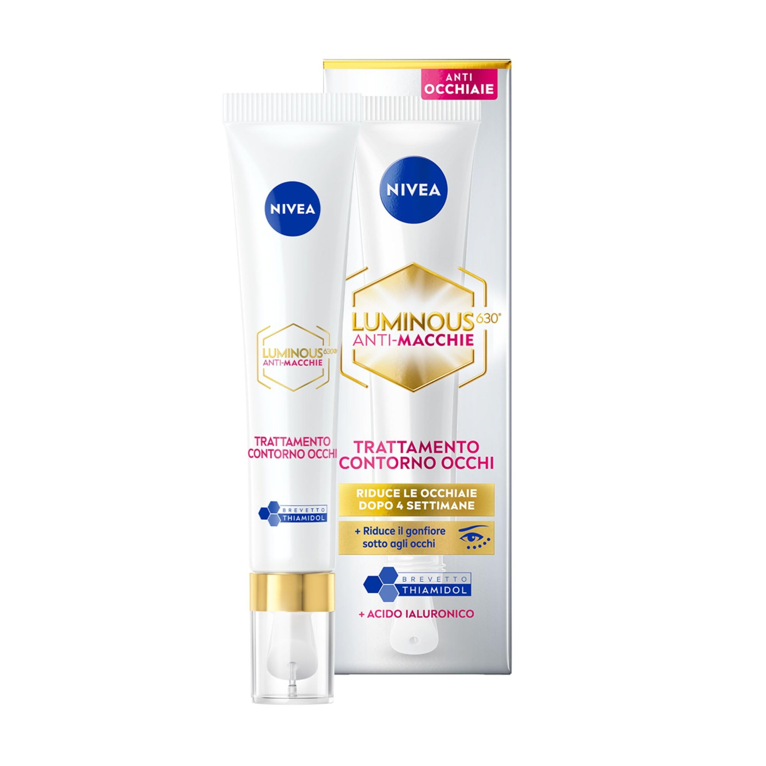 NIVEA Luminous630 Anti-​Macchie Trattamento Crema Contorno Occhi 15 ml, Contorno occhi occhiaie, macchie, rughe e borse, Eye cream con Acido Ialuronico e Thiamidol brevettato