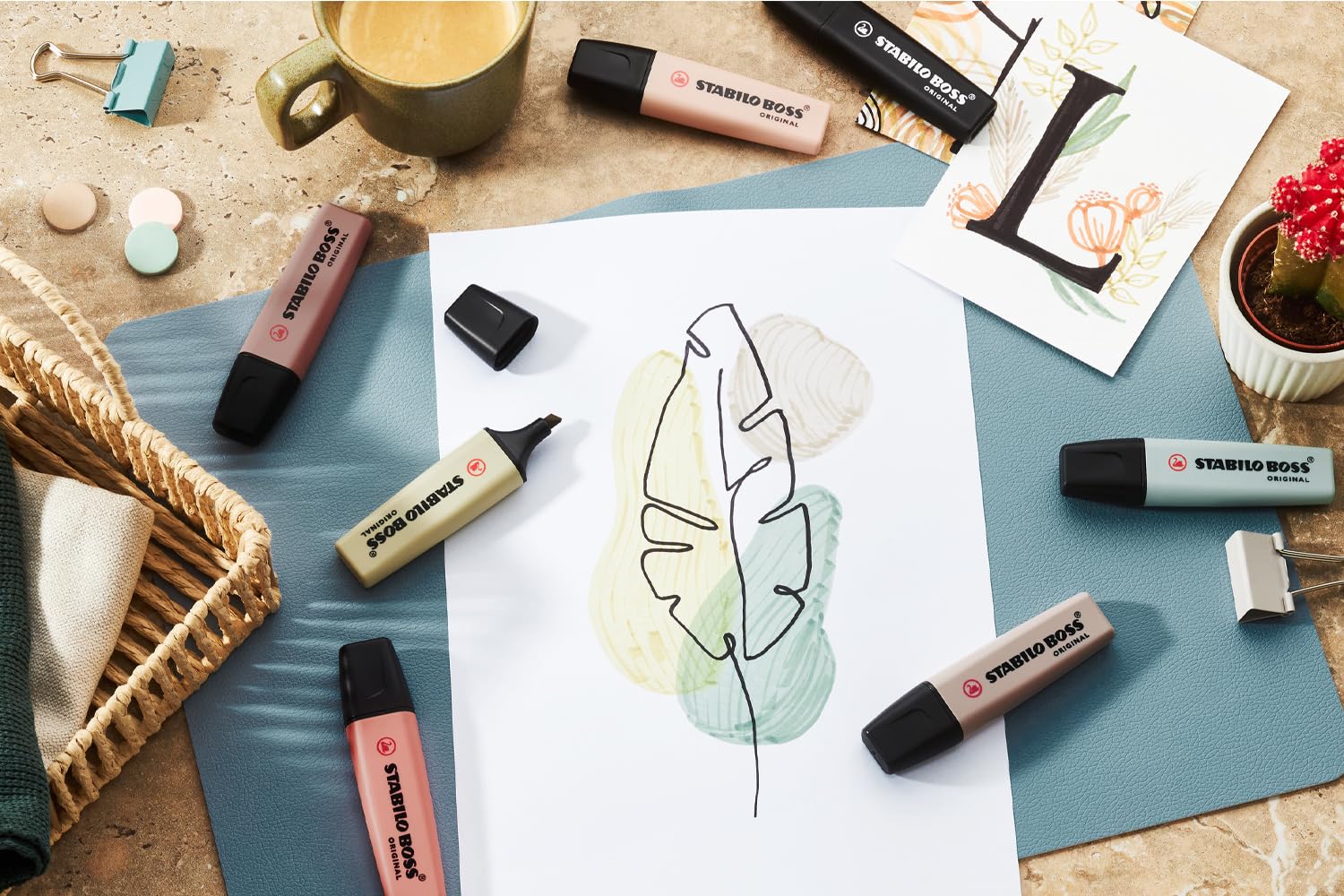 STABILO Rozświetlacz BOSS ORIGINAL NatureCOLORS - 5 x opakowanie 6 sztuk - beżowy, ciepły szary, ziemia zielony, Sienna, Mud Green, Umber