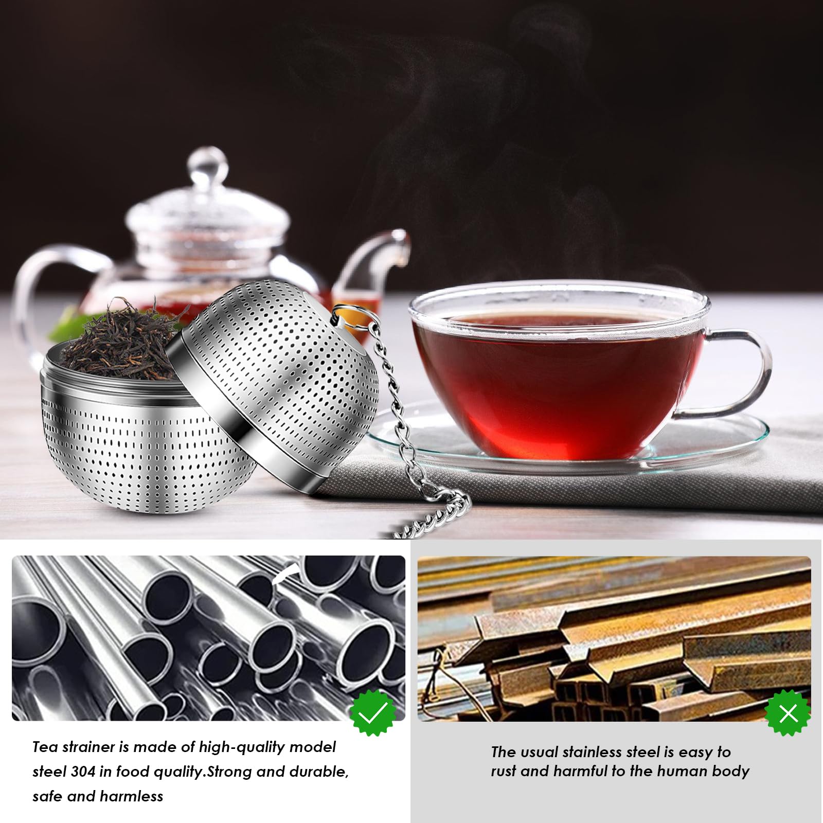 Infusore A Pallina Per Tè In Acciaio Inossidabile – Colino Con Manico Lungo Per Tè Sfuso E Spezie, 18 Cm
