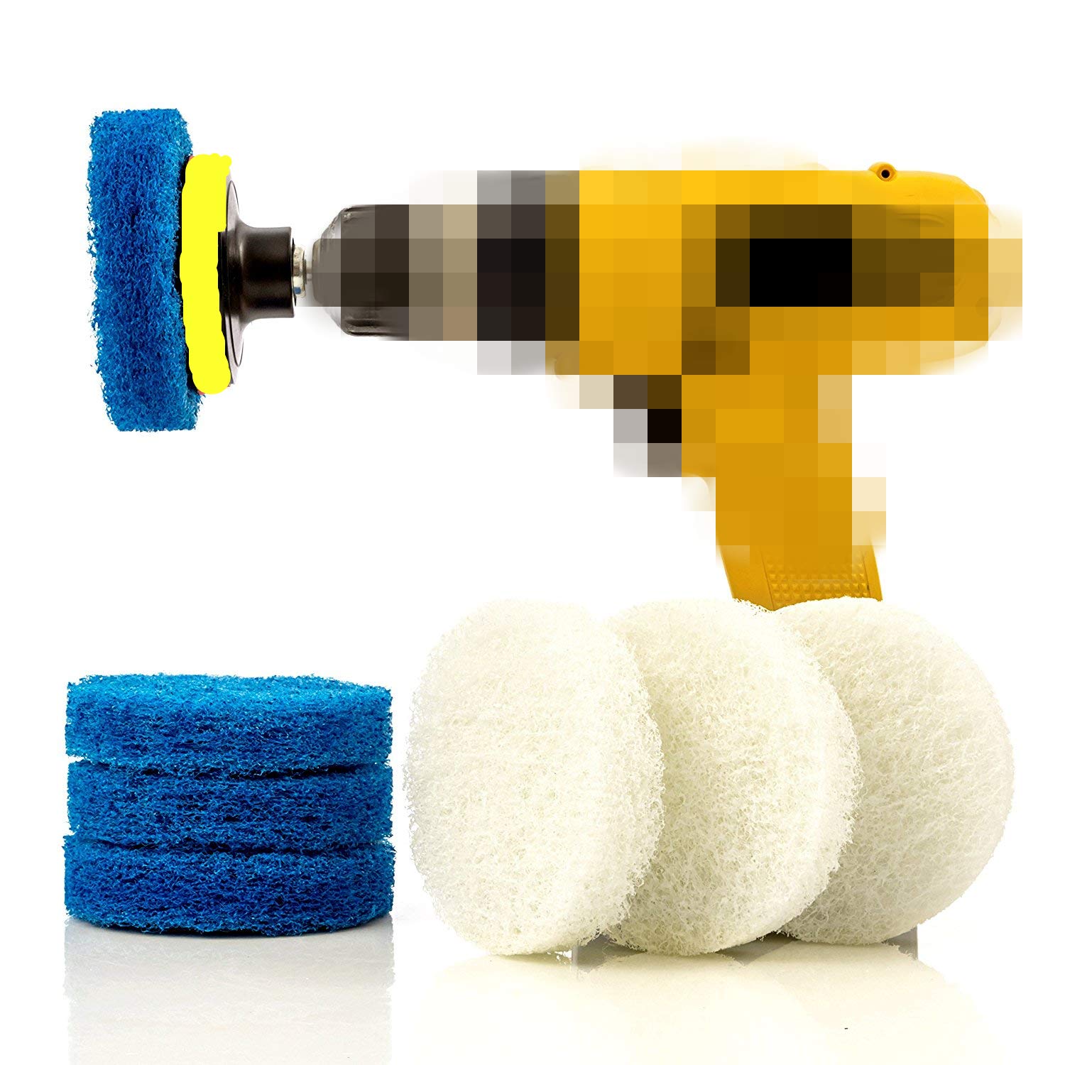 HUAWELL Home Kitchen Power Scrub Pad Cleaning Kit - 9 Piece Set Includes Extra Scrub Pad