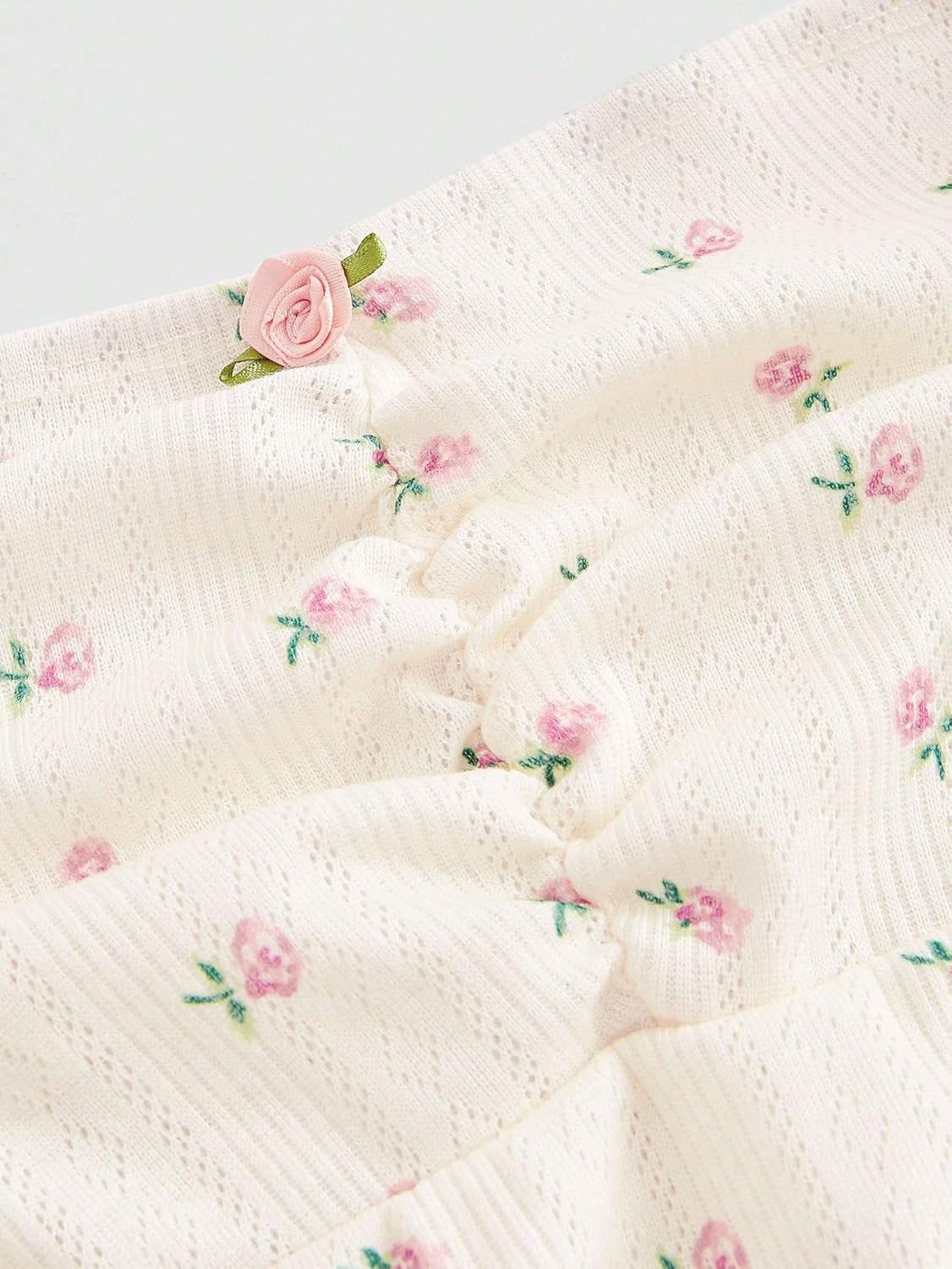 SHENHE Women's Floral Lace Trim Sweetheart Neckline Cap Sleeve Ruffle Peplum Cute Top - Image 4