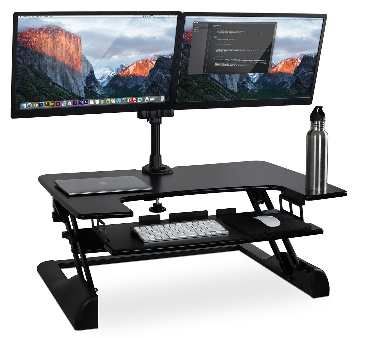 Sit Stand + Dual Monitor Mount 
