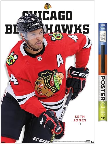Miniatura 15 de Trends International NHL Chicago Blackhawks - Póster de pared de la serie 23 de Seth Jones, 22.4 pulgadas de largo x 14.7 W, versión premium sin