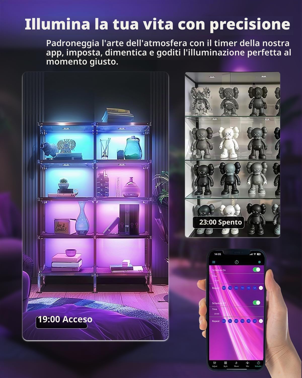 Cefrank RGBW - Set di 6 luci a LED per vetrina con telecomando, per sincronizzazione musicale, 3 metodi di controllo, cambio colore
