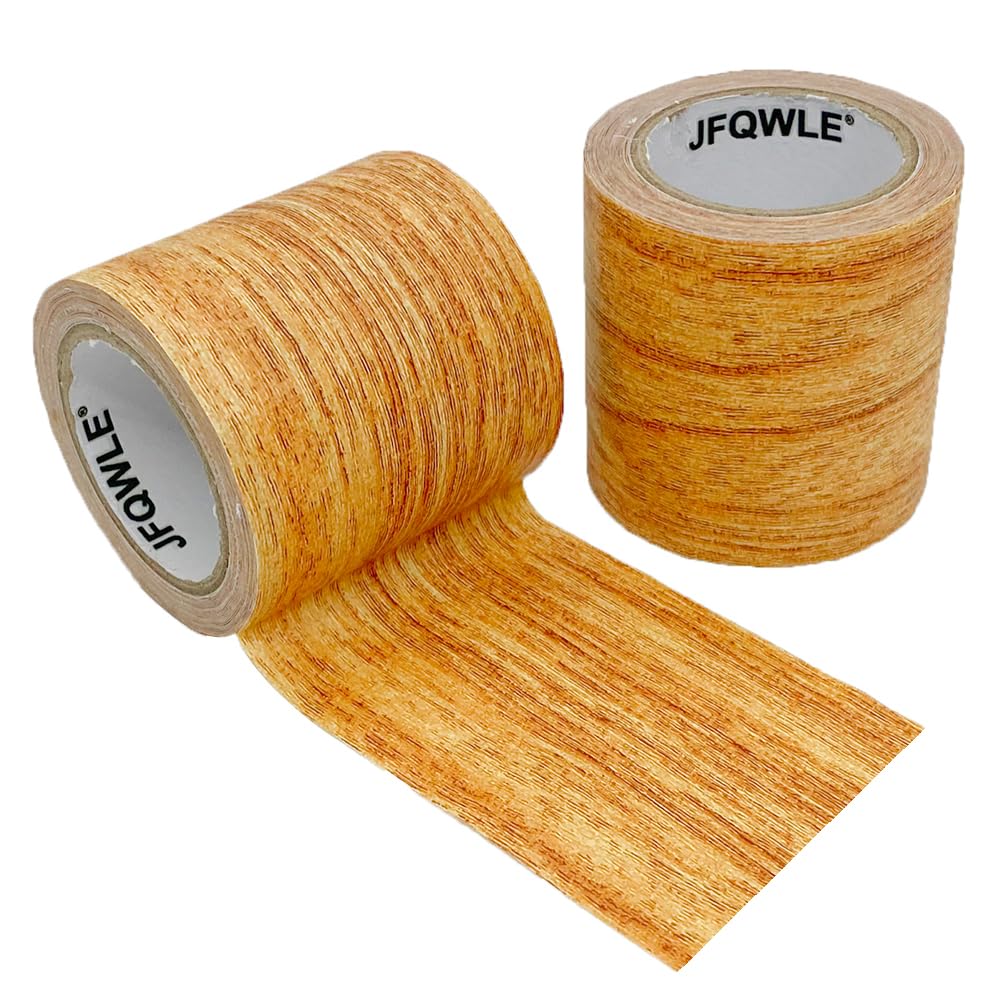 2.2" x 15' Realistic Wood Grain Repair Tape Patch, Self Adhesive Wallpaper Decal Decoration Tape for Repairing Floor, Door, Windows, Table and Chair, Furniture 2 Roll (Natural Oak)