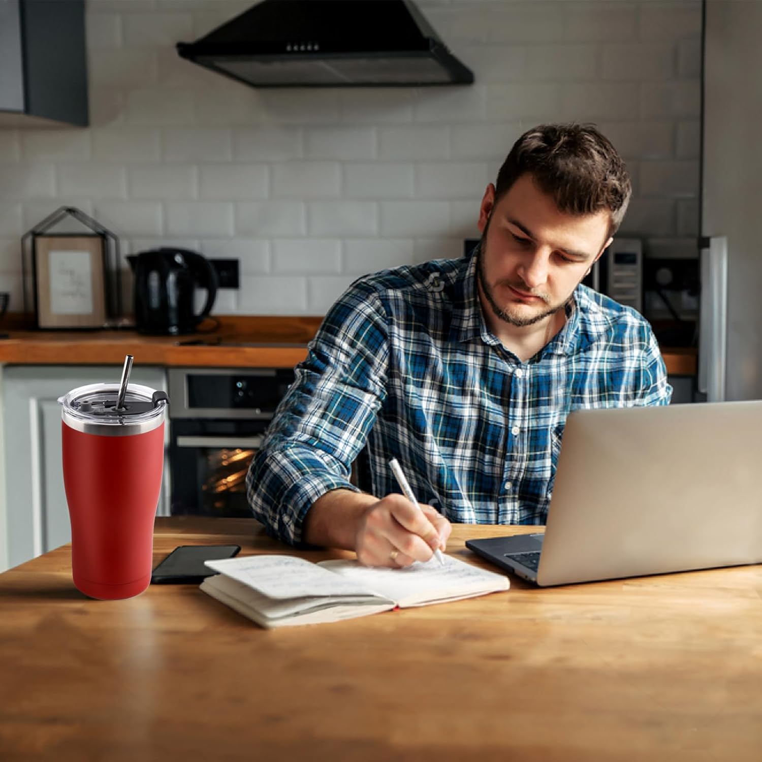 6 Pack 20oz Stainless Steel Tumblers Bulk Reusable Travel Mugs with Lid, Double Wall Powder Coated Coffe Cup for Home, Office, Outdoor Suitable for Vehicle Cup Holders - Image 6