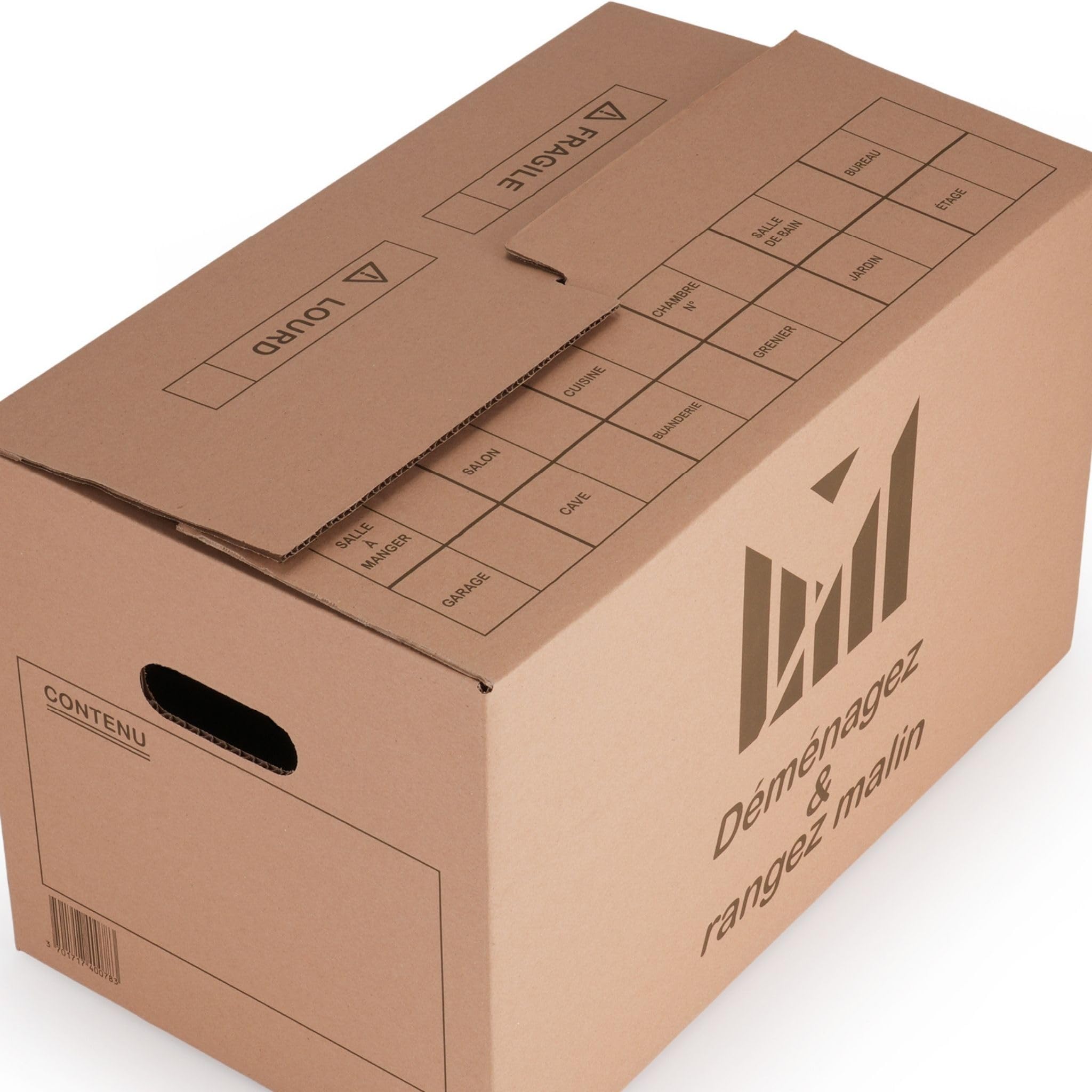 Kit Déménagement T3 Complet 40 Cartons Renforcés 50x30x30 cm avec Mousse Adhésifs Distributeur Étiquettes Fragile