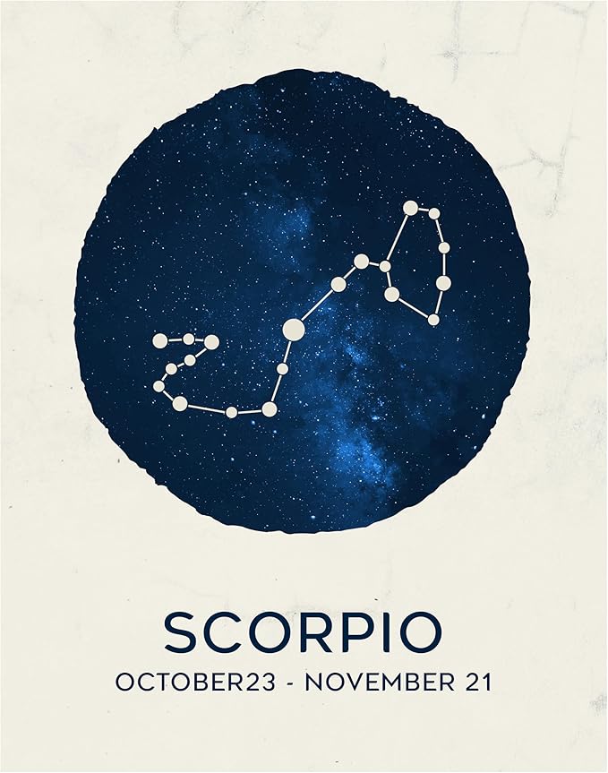 12 Zodiac Signs Wall Art Print, Astrology Decor for Home, Bedroom, Living Room, Office, 11x14 Unframed Poster Print, Scorpio Horoscope Constellation Design, Celestial and Mystic Aesthetic Gift