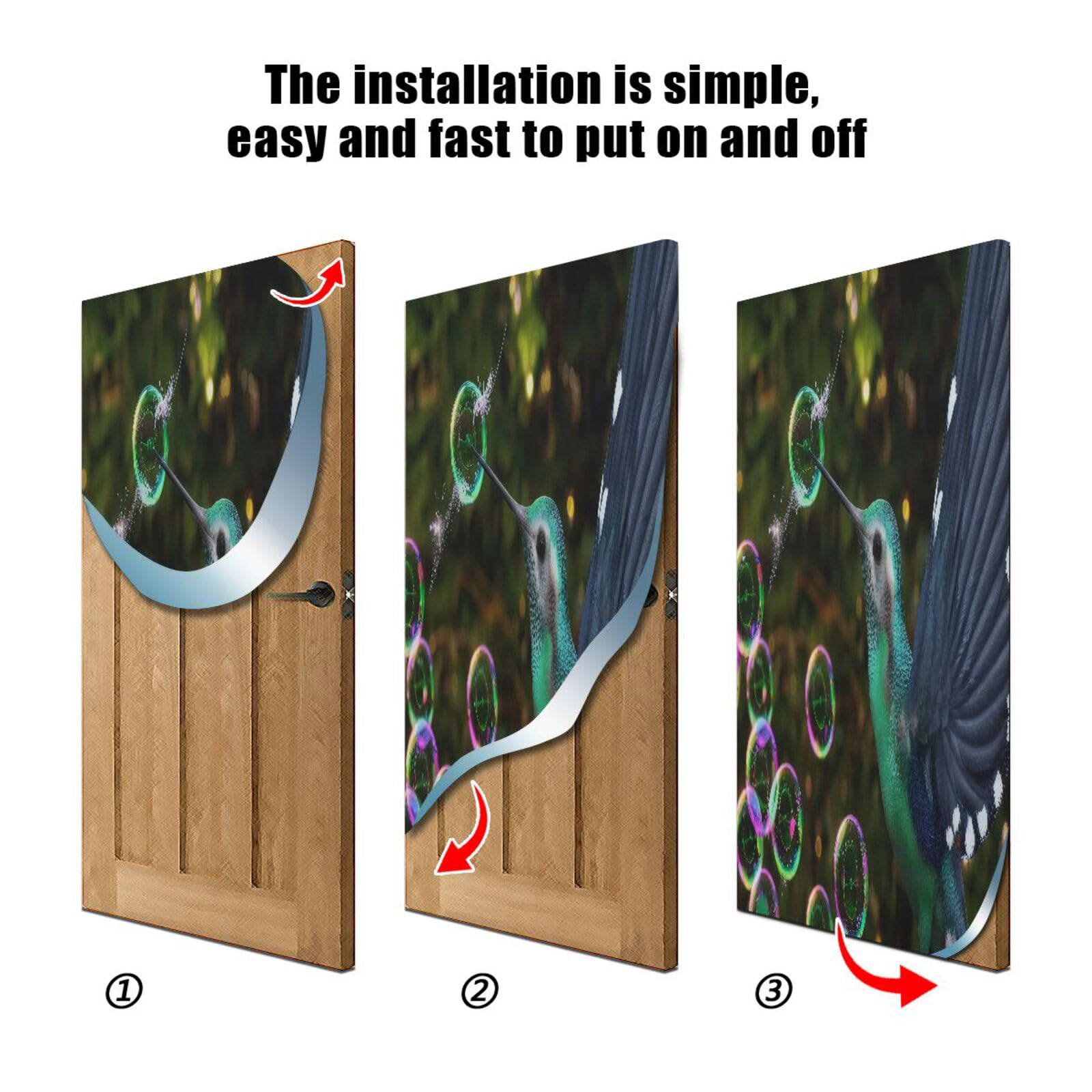 FLildon Hummingbird Prick Bubble Door Cover Decoration, Party Accessory Porch Decor for Festive Ornament Room Door Covers 35 x 79 Inch