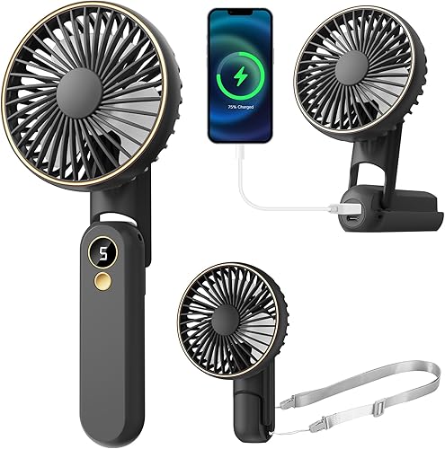 Ventilador de mano portátil, hasta 15 horas de trabajo Ventiladores personales plegables de 180, mini ventilador de mano recargable por USB para