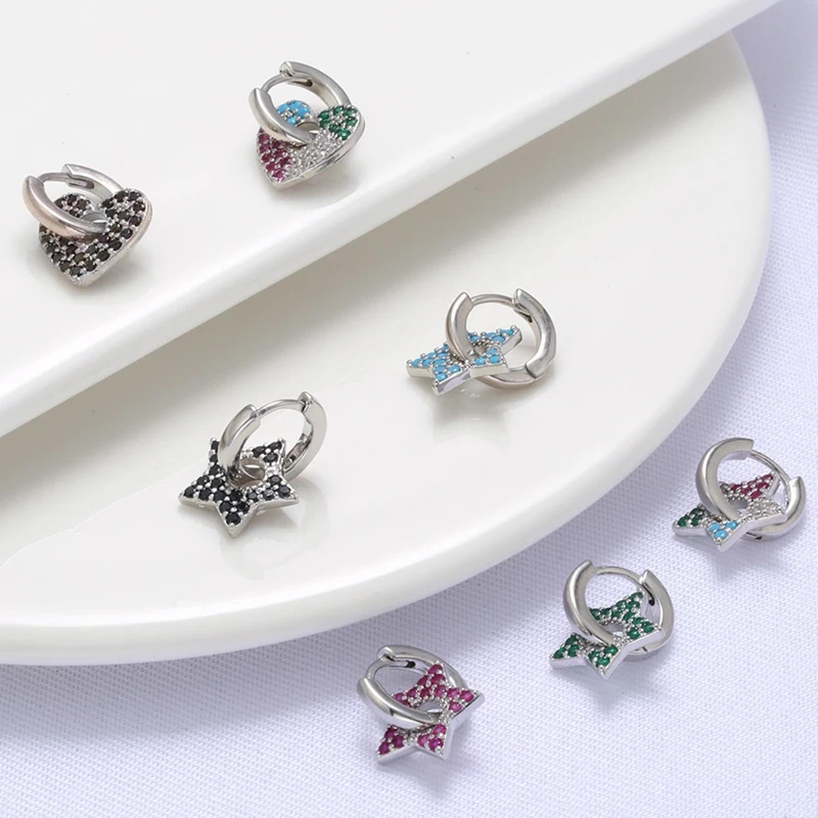 WZGWDC Orecchini a Cerchio Piccoli con Stella a Forma di Cuore da Donna