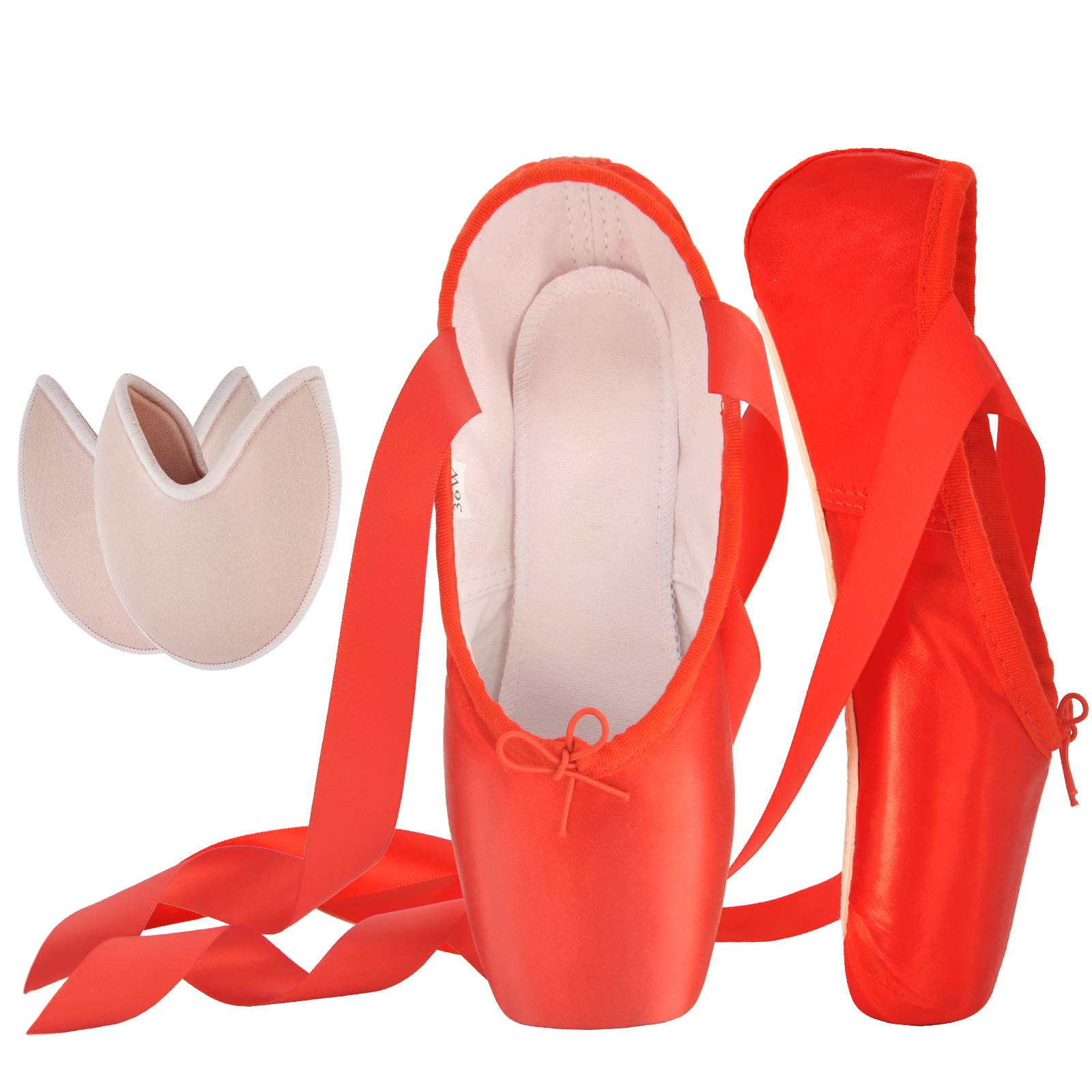 SHOLINGProfessional Women's Pointe Shoes for Girls with Toe Pads