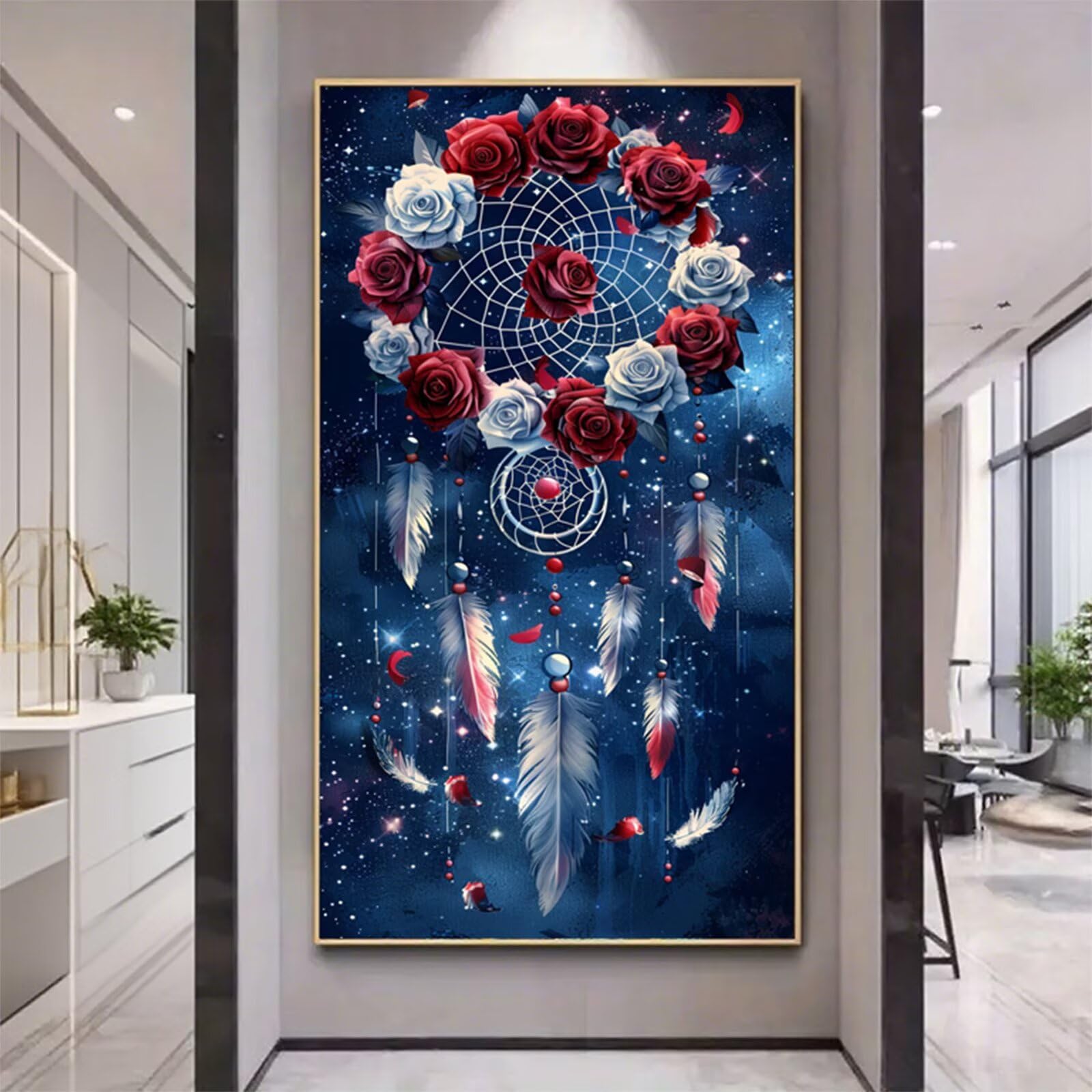 Zestawy do malowania diamentami z różą diamentową dla dorosłych, 5D Dimond Art Feather Gem Arts and Crafts Paintings, DIY, kryształ górski, haft krzyżykowy, malowanie według numerów, dekoracja pokoju