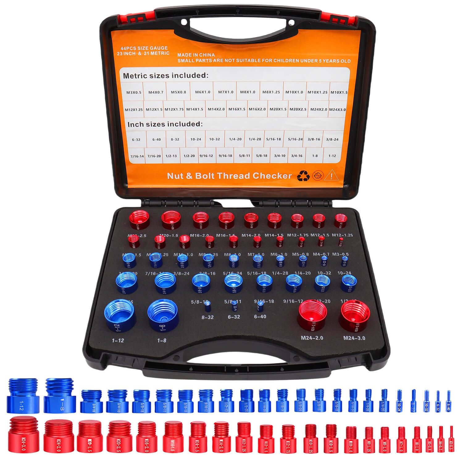 All Thread Measure Tool Snapklik.com : 44 Pcs Nut And Bolt Thread Checker,Bolt And Nut Gauges ...