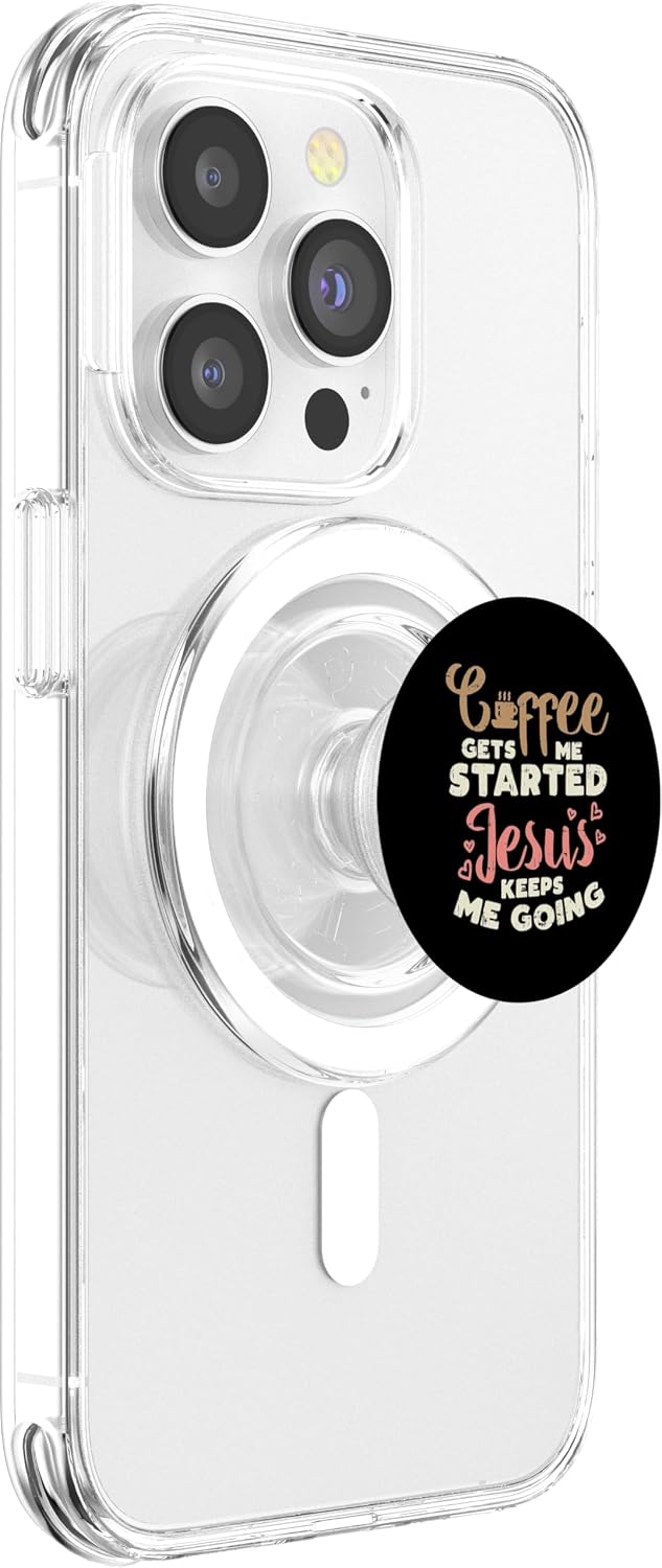 Coffee Started Jesus Going God Religious Christian Gift PopSockets PopGrip for MagSafe