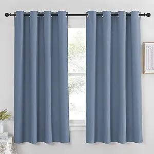 NICETOWN Blackout Curtain & Drape - (Stone Blue Color) Noise Reduction Drapery Energy Saving for Bedroom/Kids Room, 52 x 63 inches, 1 Piece