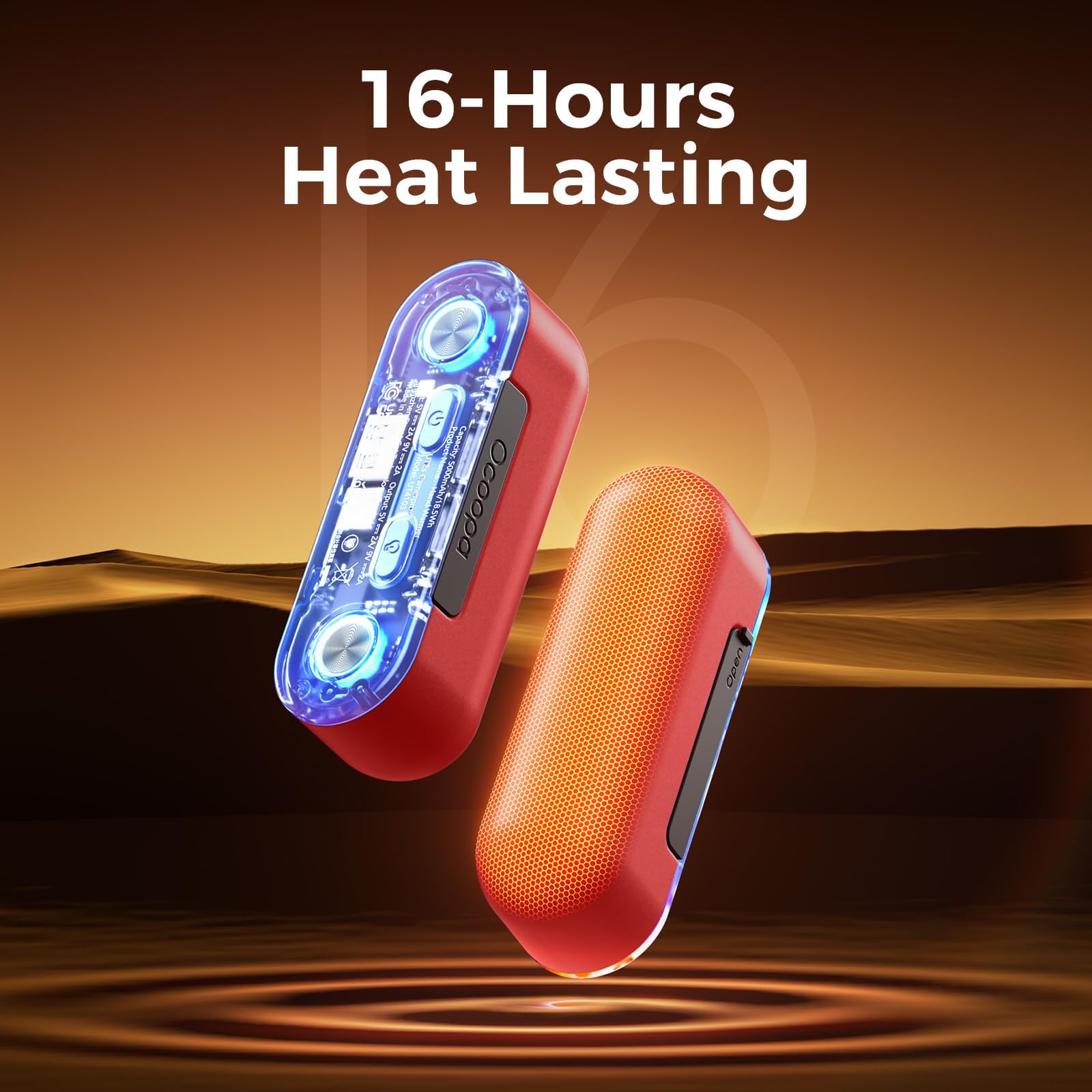 OCOOPA Scaldamani Ricaricabile, 2 * 5000mAh Scaldamani Magnetico Diviso, Riutilizzabile Elettrico Scaldamani USB Portatile Power Bank, Calore con 4 Livelli per Raynauds e all'Aperto