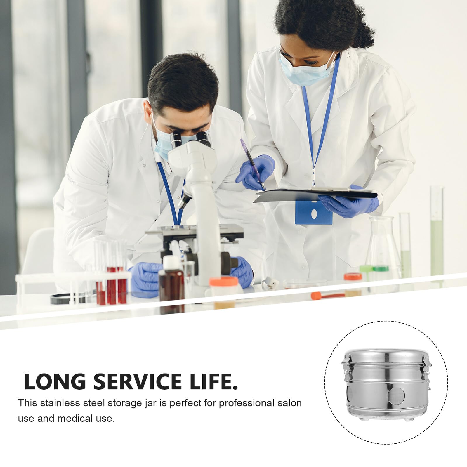 Mipcase Tanque de Acero Inoxidable con Tapa para Almacenamiento Médico Contenedor Multipropósito para Algodón Gasas y Suministros Quirúrgicos Uso Clínicas y Salones de Belleza