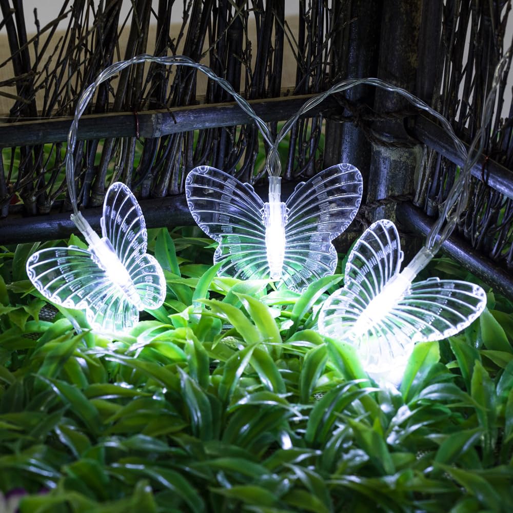 LED papillon string Light, 22M 200led extérieure solaire string Light, 8 modes intérieur pelouse Cour mariage partie décoration éclairage (Blanc)