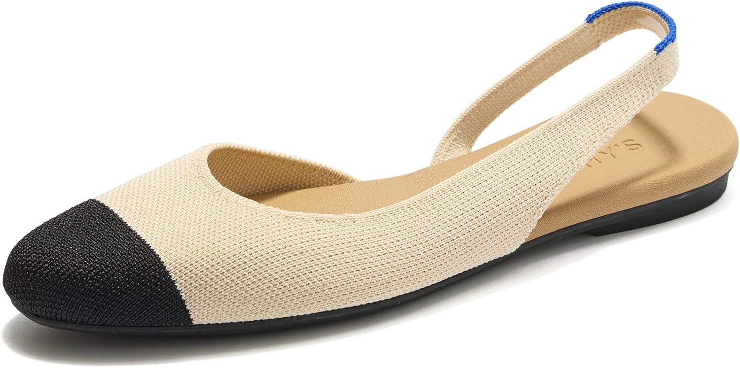 Rothy's The Almond Slingback, New Women's Slingback Flats, Closed-Toe & Back Strap for All-Day Wear, Sustainable & Washable