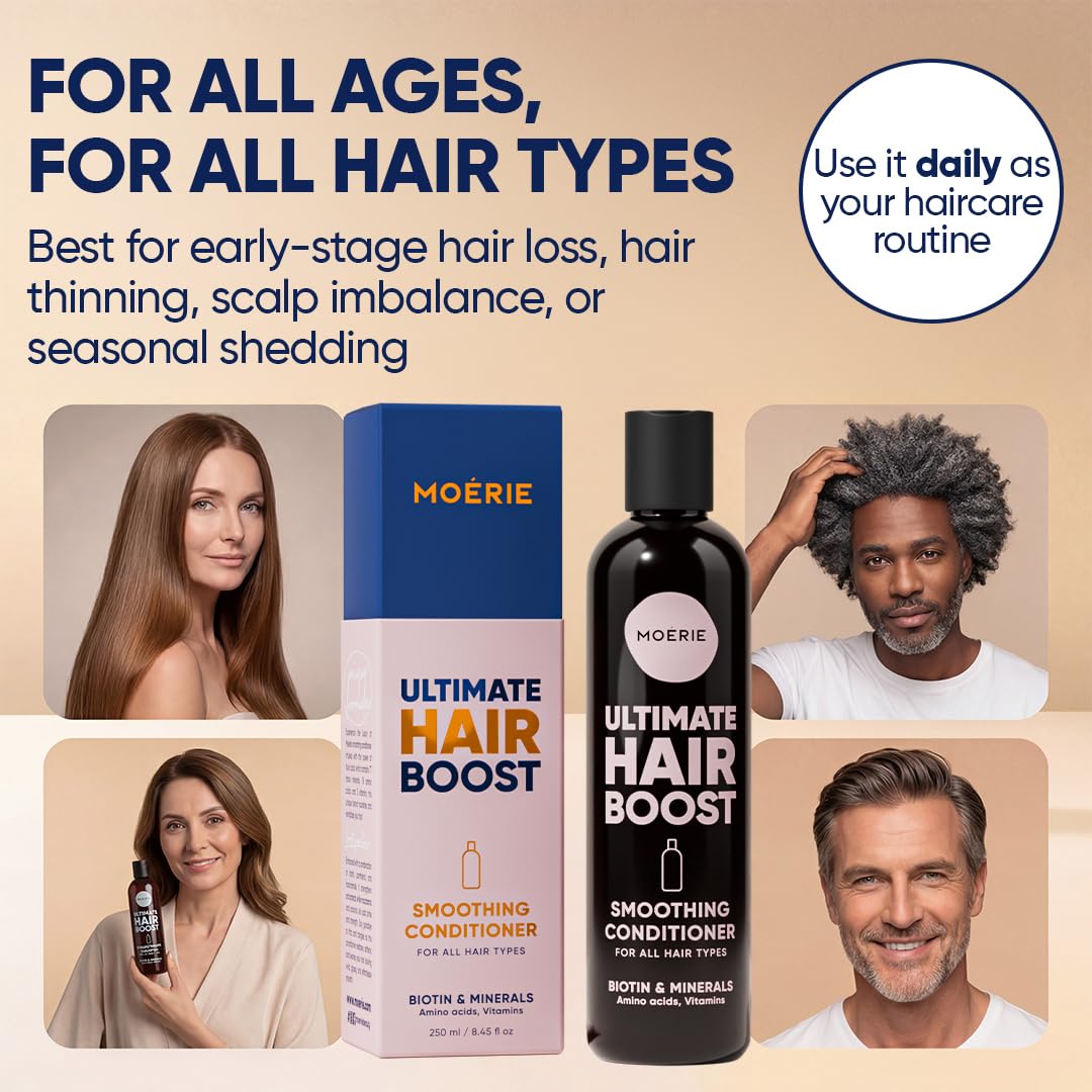 Après-shampoing Moerie pousse rapide – Anti chute femme – Sans parabènes ni silicones – Vegan – Repousse naturelle – Plus de volume et longueur – Pour tous types – 250 ml x2