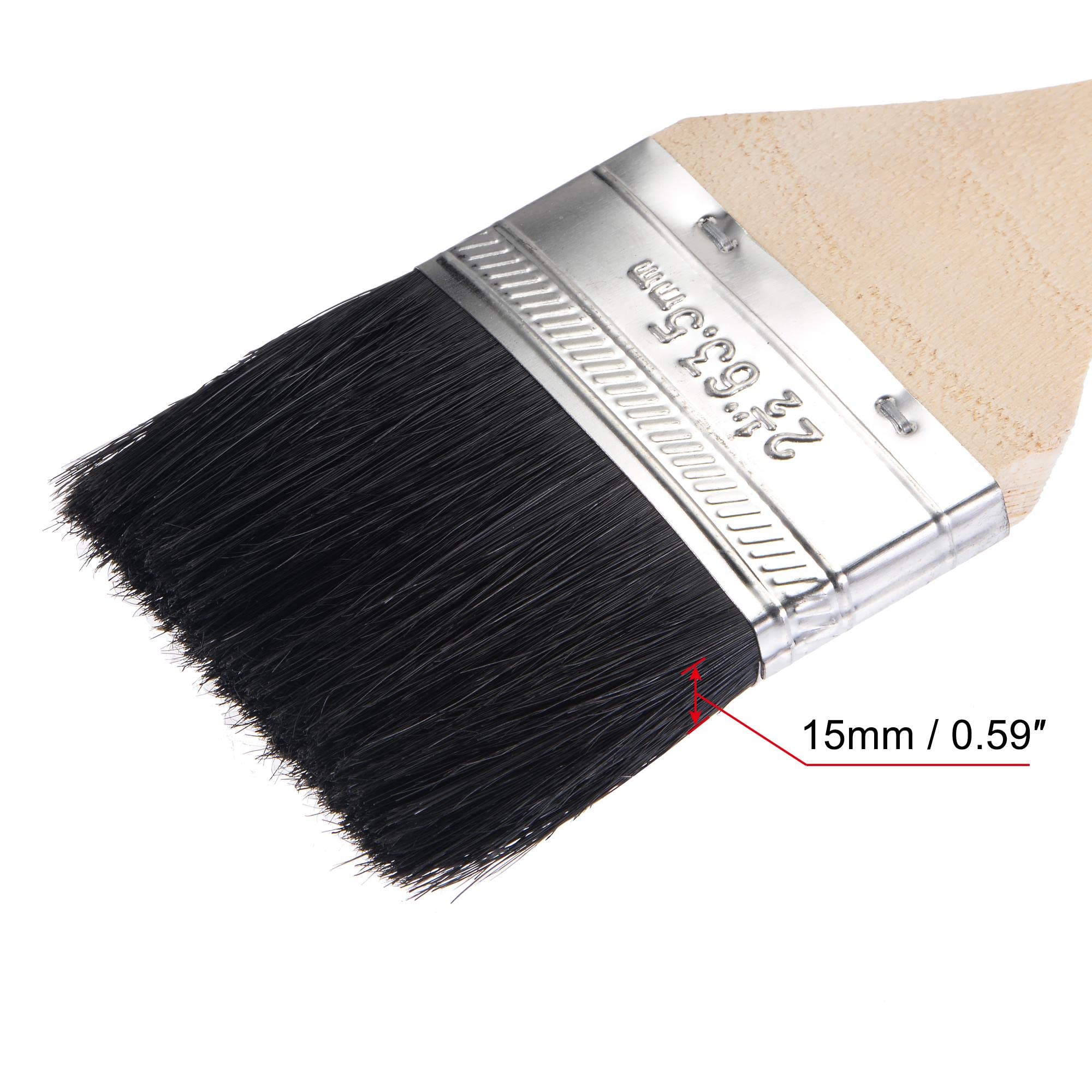 uxcell Cepillo de pintura para radiador doblado de 17 pulgadas de largo, 2.5 pulgadas de ancho, con mango de madera largo para tratamiento de pared, negro, 4 unidades