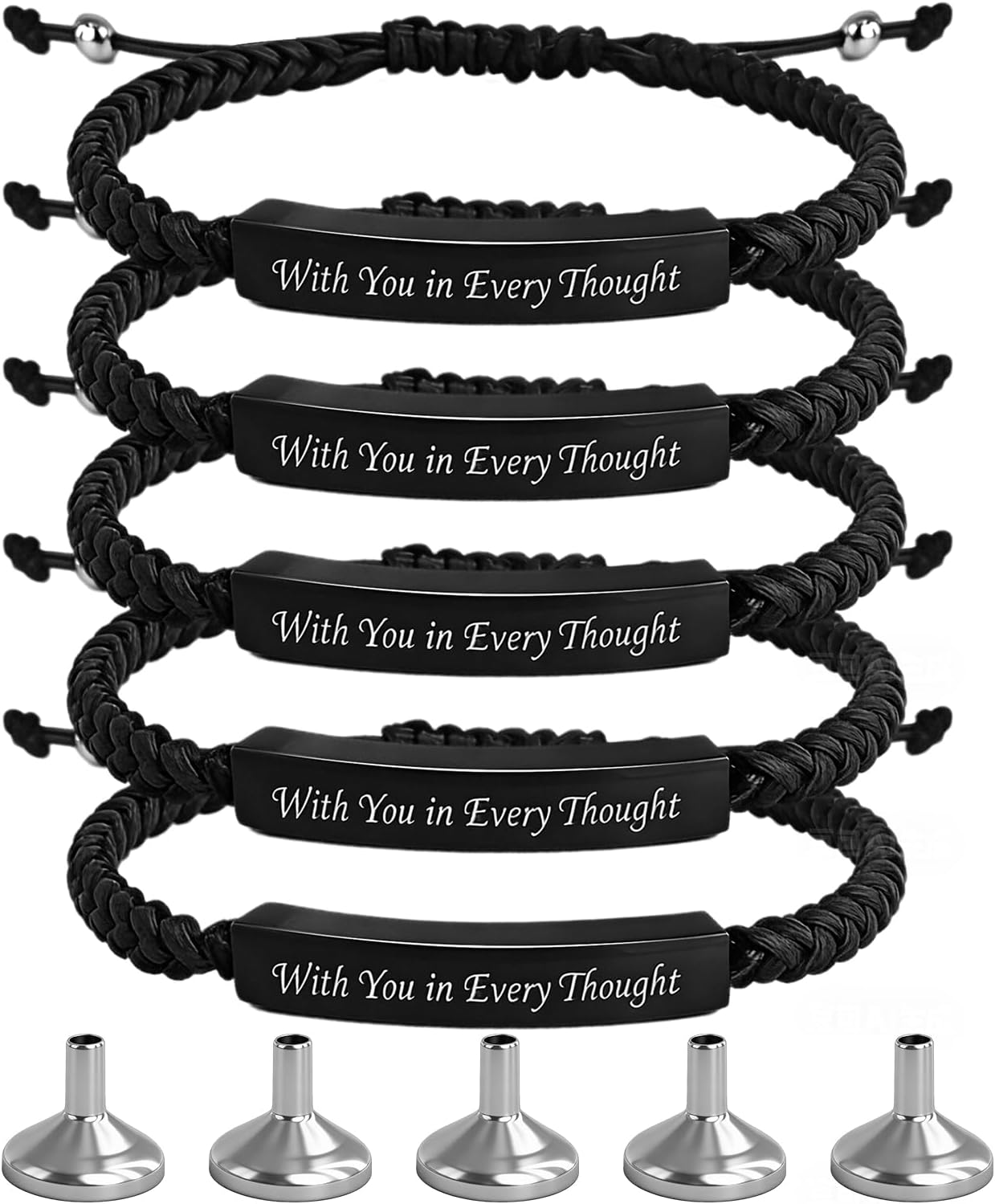 5 Pcs Cremation Jewelry Urn Bracelet Bangle Rope Handmade Braided Ashes Bracelet Adjustable Personalized Memorial Keepsakes for Loved Ones Men Women and Pets Ashes