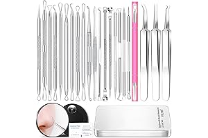 24-Piece Blackhead Popper Tool Kit for Acne and Zit Extraction with Magnifying Glass