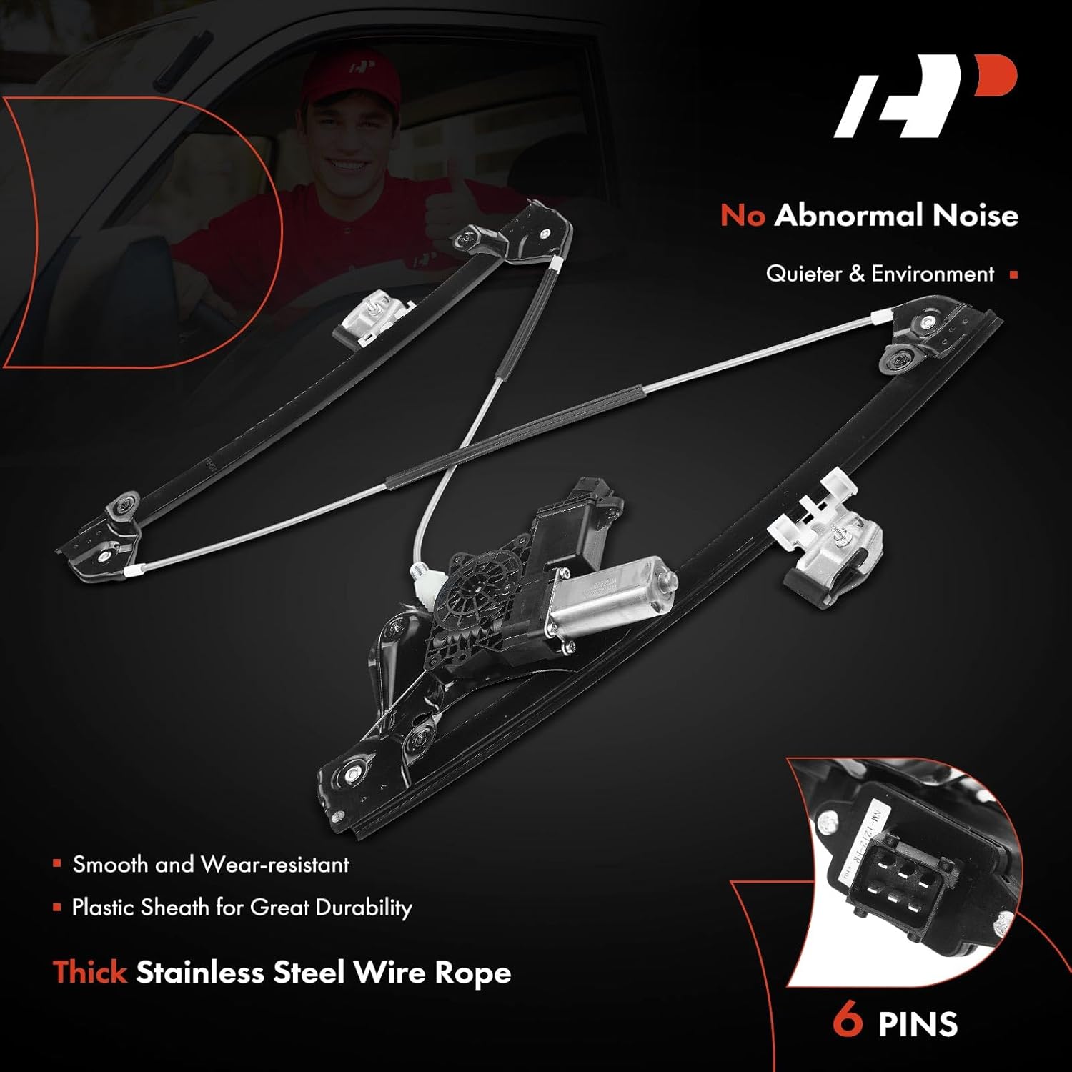 A-Premium Electric Power Window Regulator with Motor Compatible with Cadillac STS 2005-2011, Sedan, Front Right Passenger Side