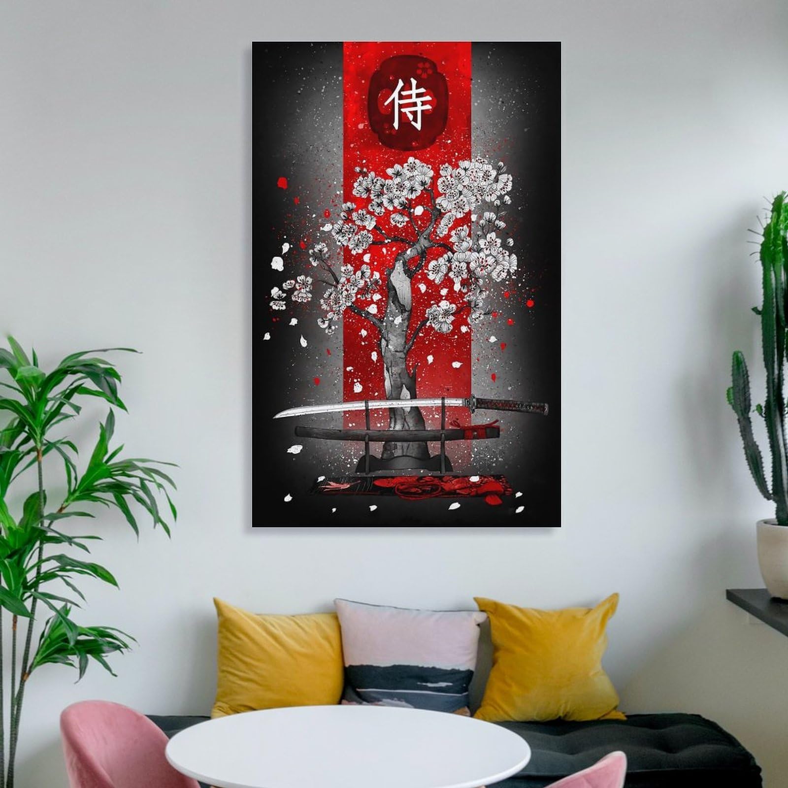 Amazon.co.jp: 絵画 おしゃれ 桜 侍 サムライの剣 和風 アートパネル