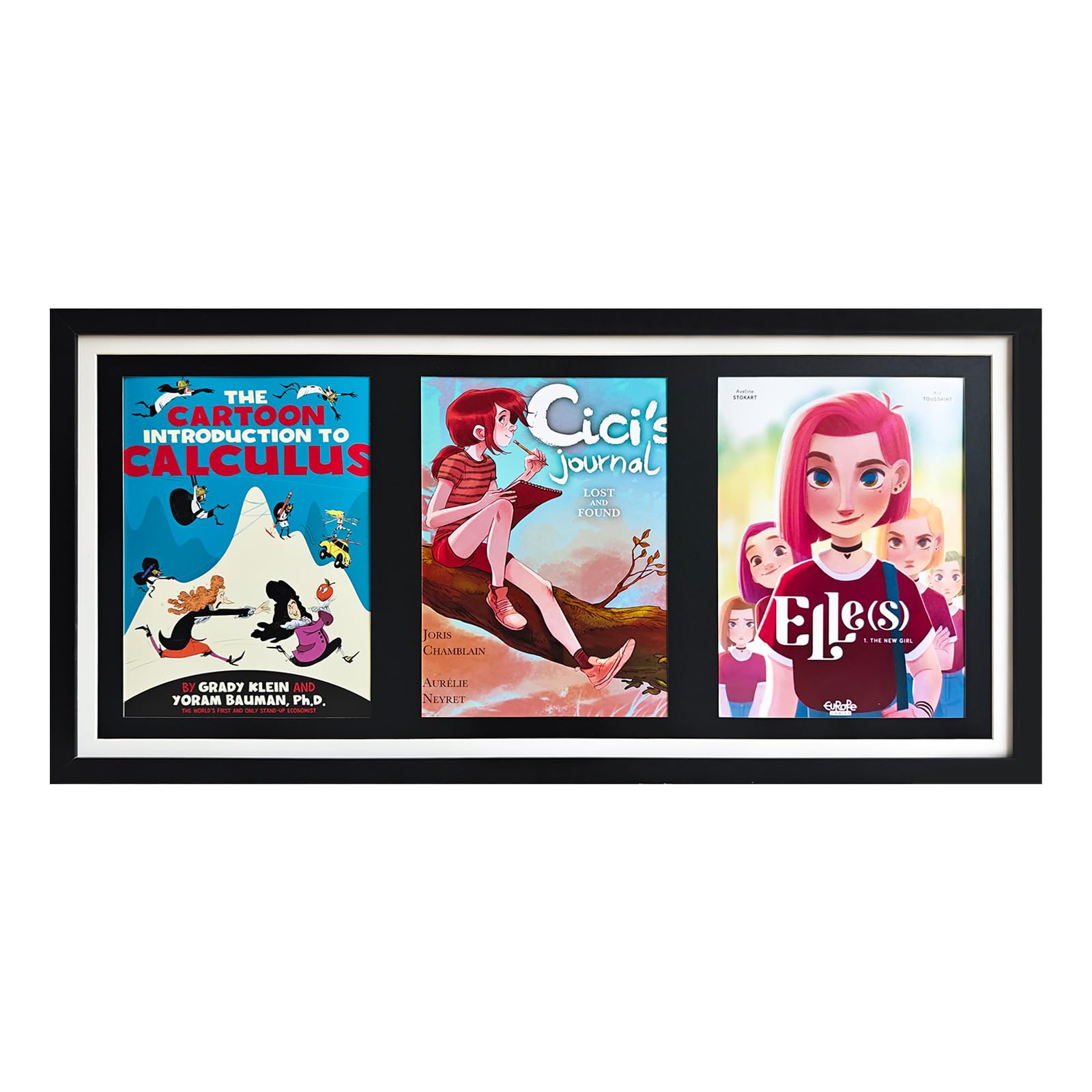 Comicbuch-Aufbewahrung, Comic-Buch-Schatten-Box, 3 Zeitschriftenständer, Holz-Comicbuch-Fame, Sport-Magazinrahmen für 21,6 x 29,2 cm Comics/Zeitschriften, mit schwarzem Kern, mit installierten