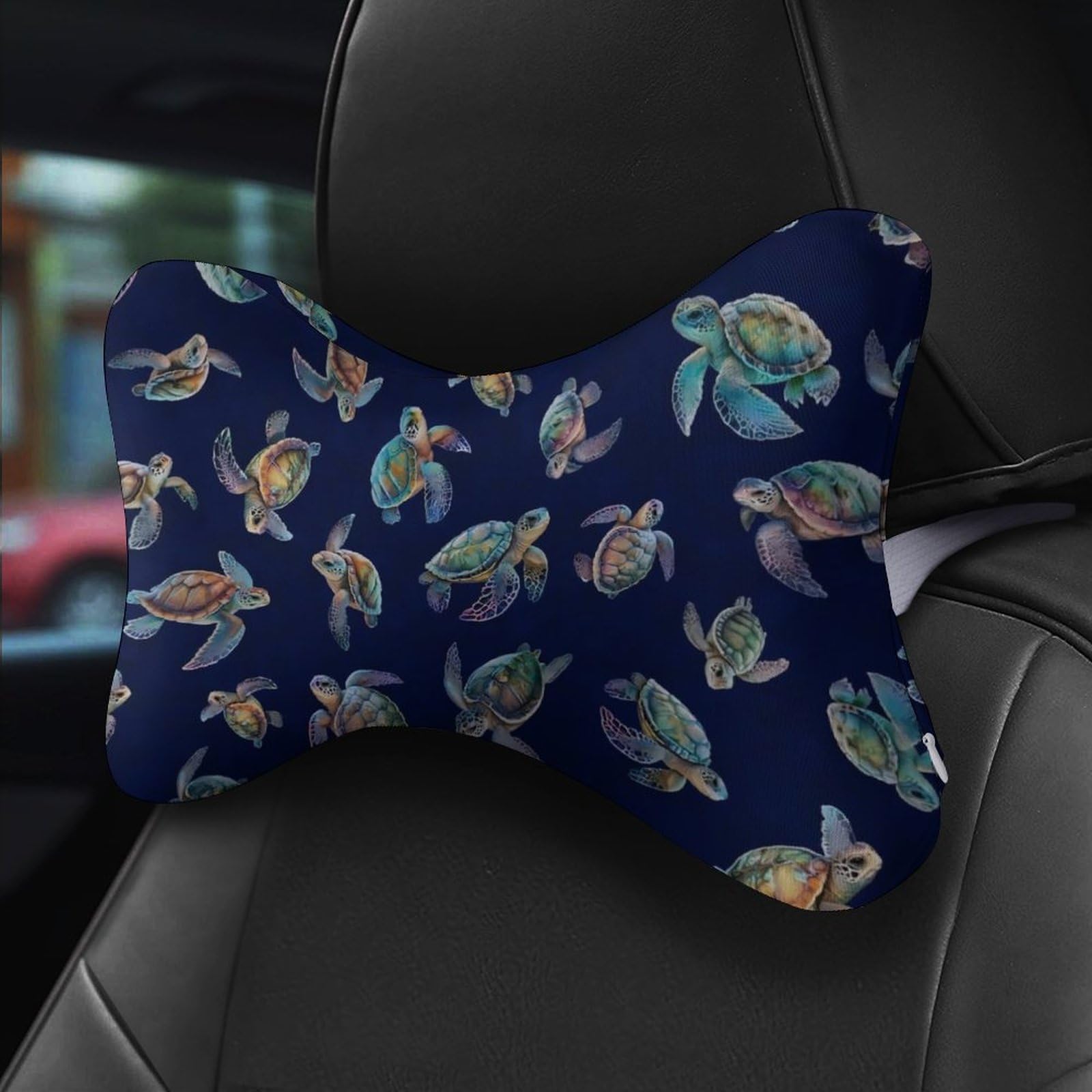 SMAZDFXX Sea Turtles Car Neck Pillow Set of 2 Car Seat Head Support Cushion Bone Pillows with Elastic Strap