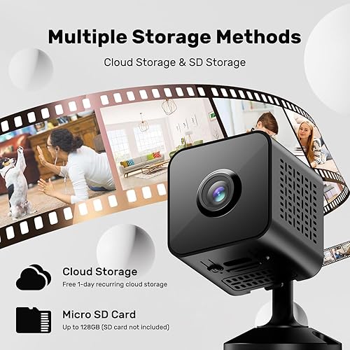 Miniatura 7 de Mini cámara de seguridad 4K, cámara inalámbrica WiFi, pequeña cámara portátil HD para niñera con detección de movimiento, almacenamiento en la nube