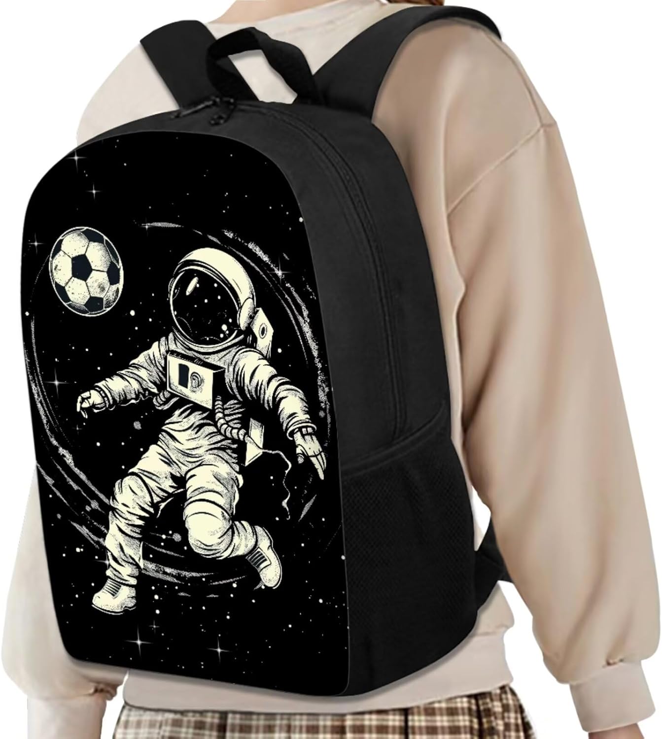 Space Astronaut Backpack for Kids Boys Backpack with Lunch Box and Black Pencil Case 3PCS Bookbag Set 17 inch Large Capacity School Bag with Side Pocket for Girls Casual Daypack Backpacks