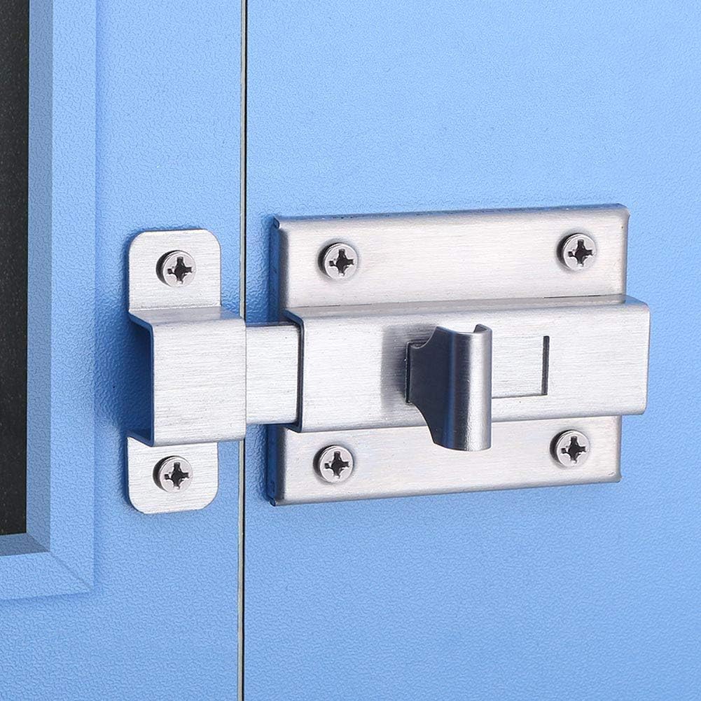 Sliding Door Bolt Latch Lock, HLOMVE Door Security Barrel Bolt Latch Lock for Bathroom, French Door Latch Lock, Slide Shed Latch Lock for Wooden Fences, Stainless Steel Brushed Finish, Pack of 2 Large