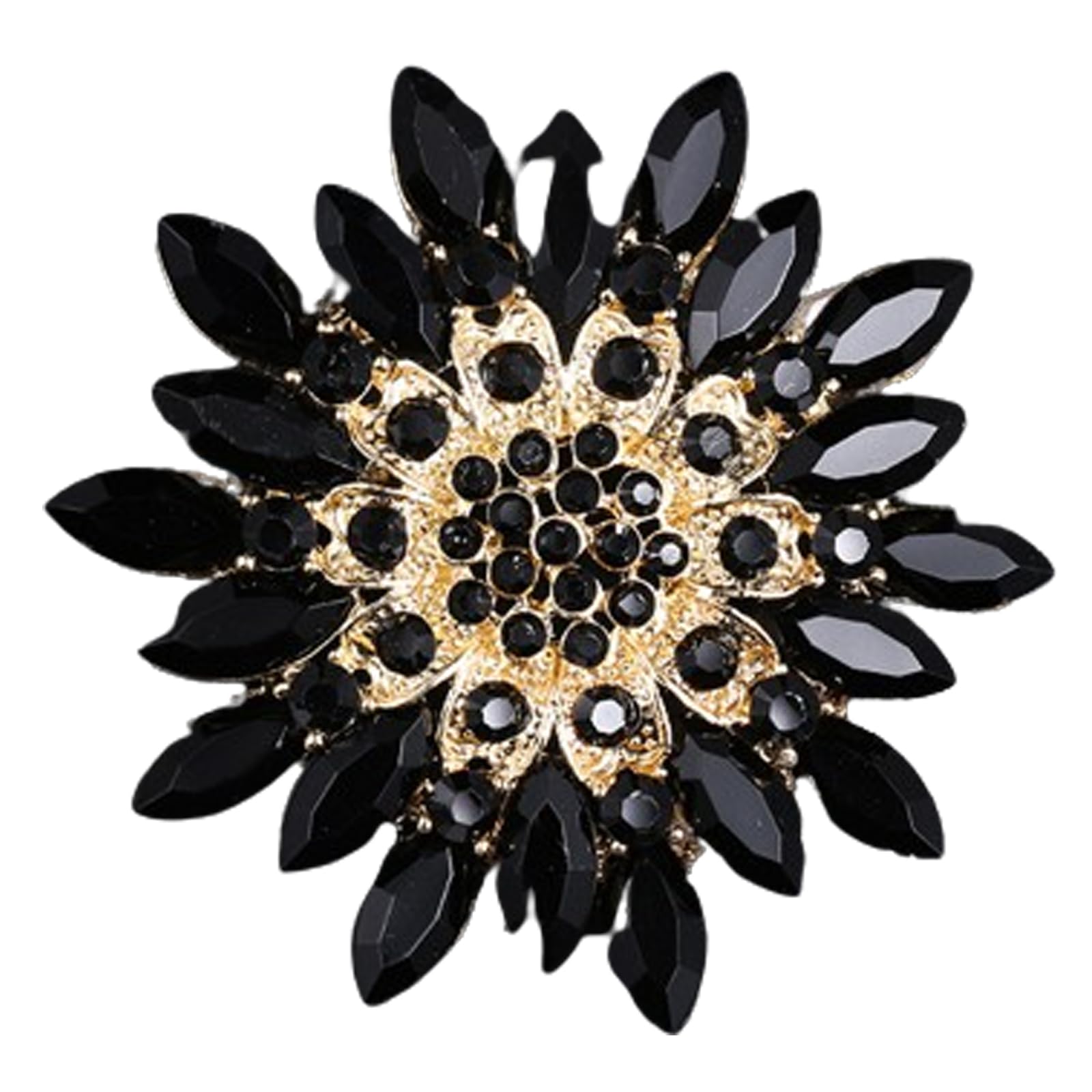 Premium Rhinestone Sunflower Brooch Pin for Women,Pink/White/Red/Black Flower Brooch Stylish Elegant Crystal Brooch Clothing Hat Bag Accessories