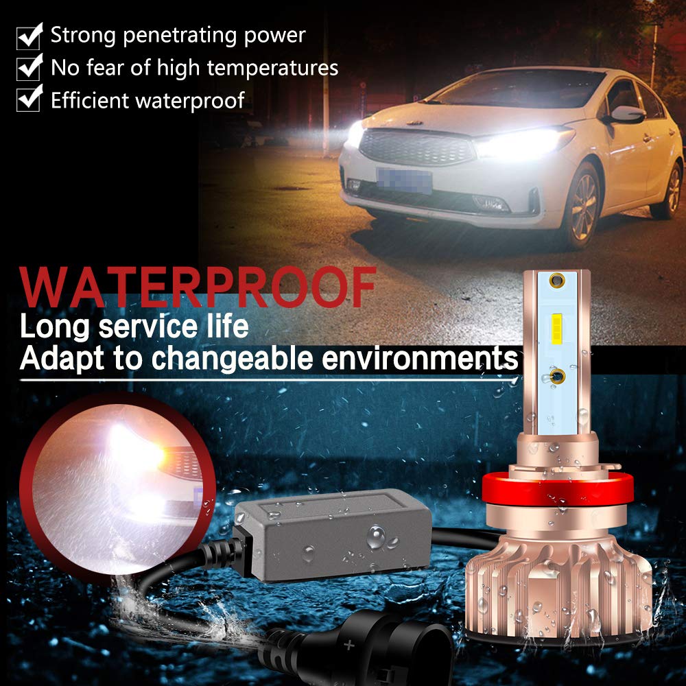Żarówka LED Xenon White 85 W 6000 K Przednie reflektory samochodowe Żarówka halogenowa Zamiennik Zestaw do konwersji świateł mijania/świateł drogowych (2 szt. H8 H11 + 2 szt. 9005 HB3)