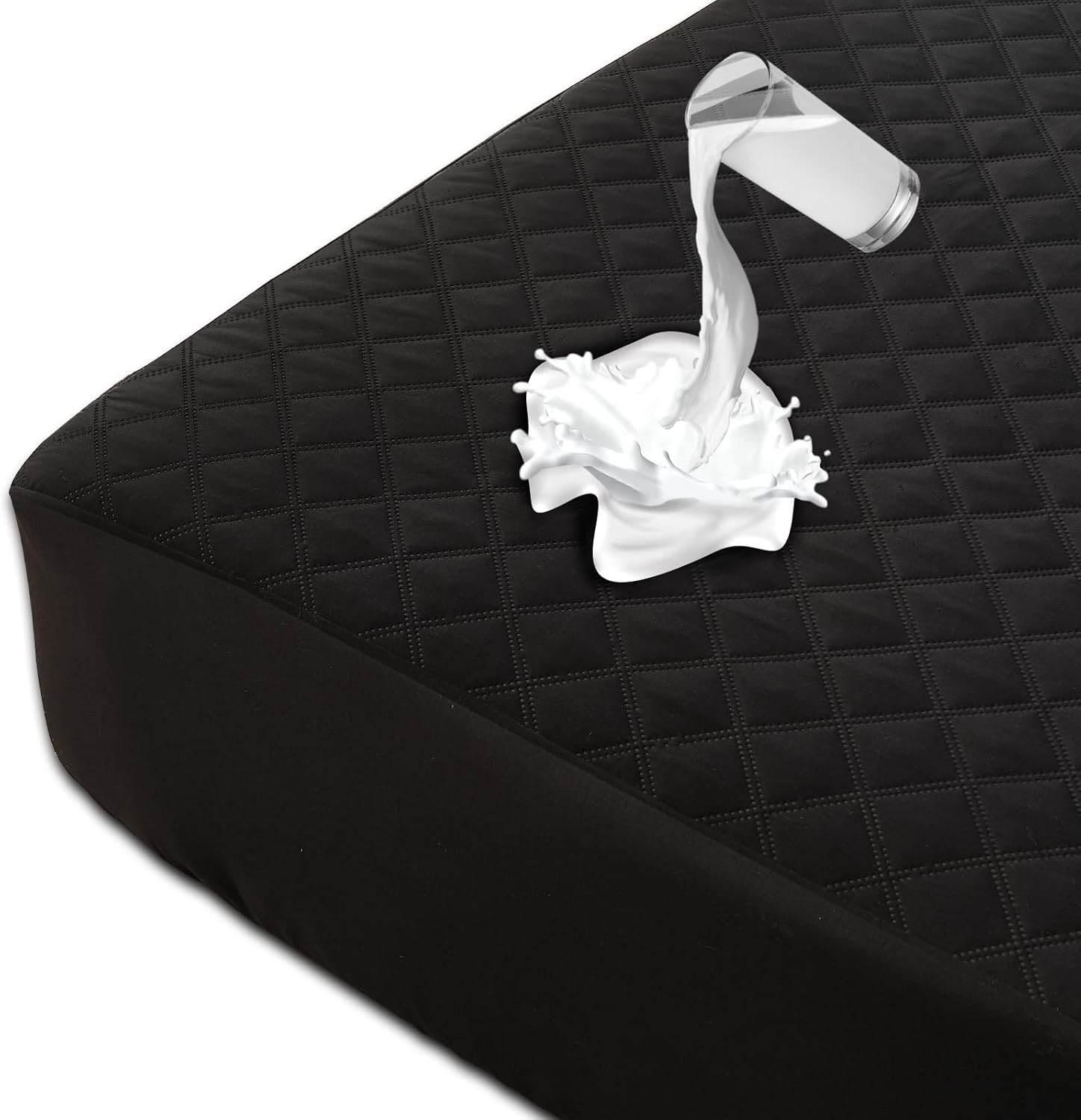 Mecerock Mattress Protector, Quilted Fitted Style, Queen, Waterproof, 18 Inches Deep Pocket, Washable, Black