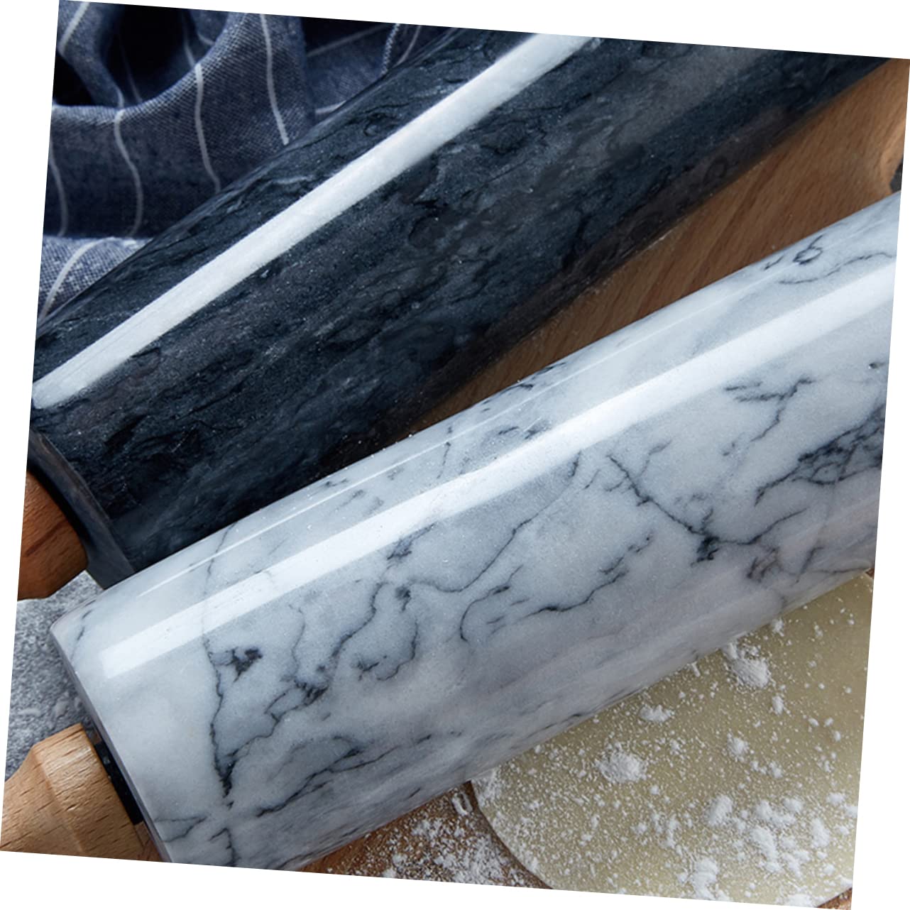 Alipis Rodillo De Mármol Mango De Madera Rodillo Para De Pizza Pasteles y Fondant Utensilio De Cocina Resistente y Decorativo