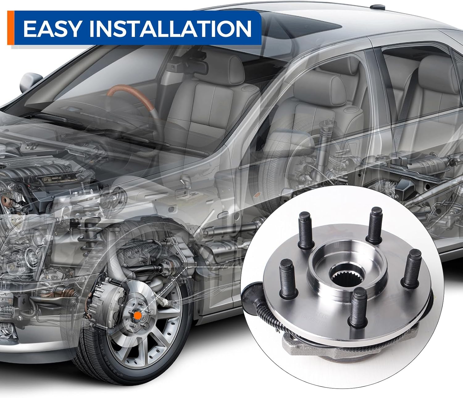 PAROD Pair 513176 513177 Front Driver Passenger Wheel Hub and Bearing Assembly Compatible with 2002-2007 Jeep Liberty 5 Lugs w/ABS