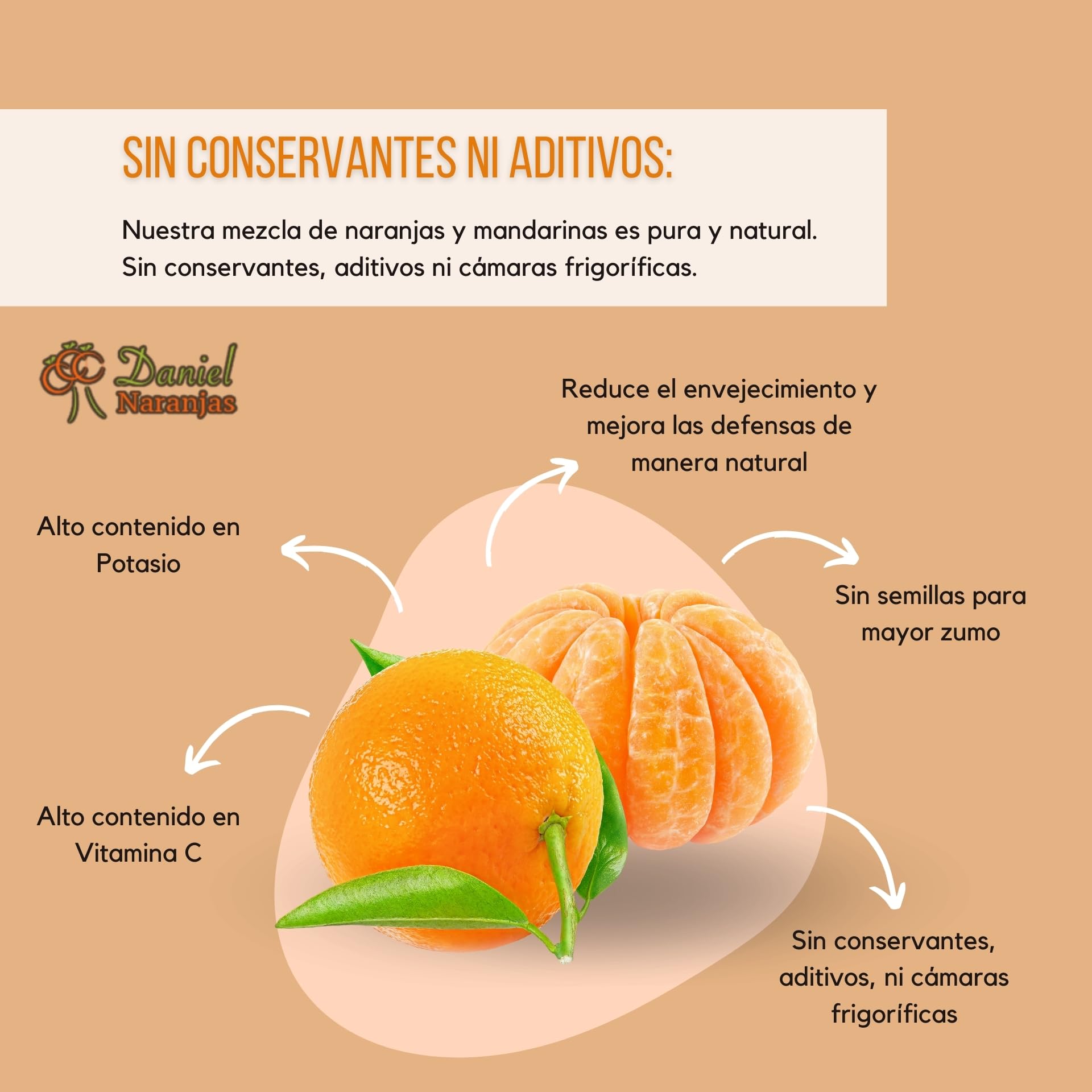 NARANJAS DANIEL | Pack naranjas de zumo y mandarinas frescas de Valencia (6 + 4 KG) | Del árbol a tu mesa | Sabor inigualable y delicioso | 100% natural