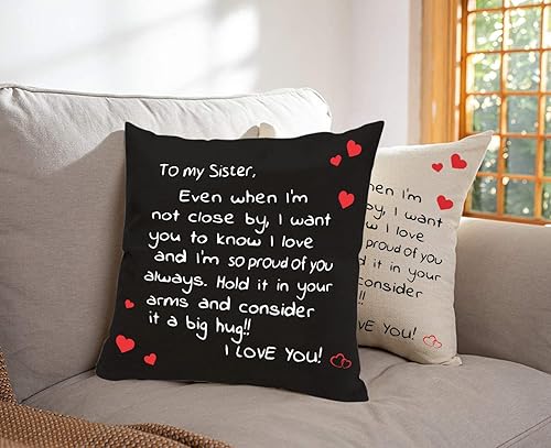 Miniatura 7 de Anrkets Regalo de hermanas de hermana, funda de almohada con estampado de dos caras de 18 x 18 pulgadas + llavero para hermana, regalo recordatorio