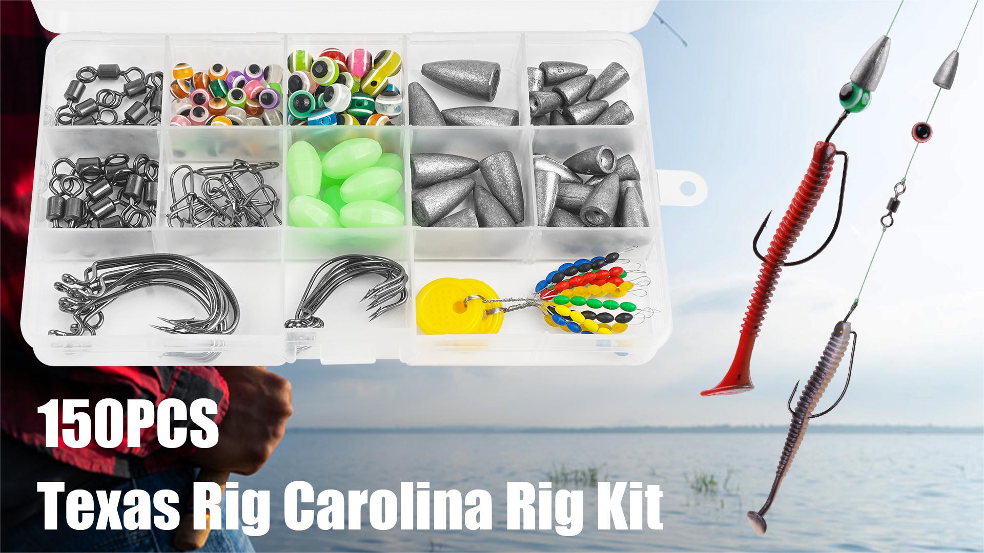 Kit De Pêche Texas Rig 5 Pièces – Set Pour L'achigan, Carolina Rig, Neuf