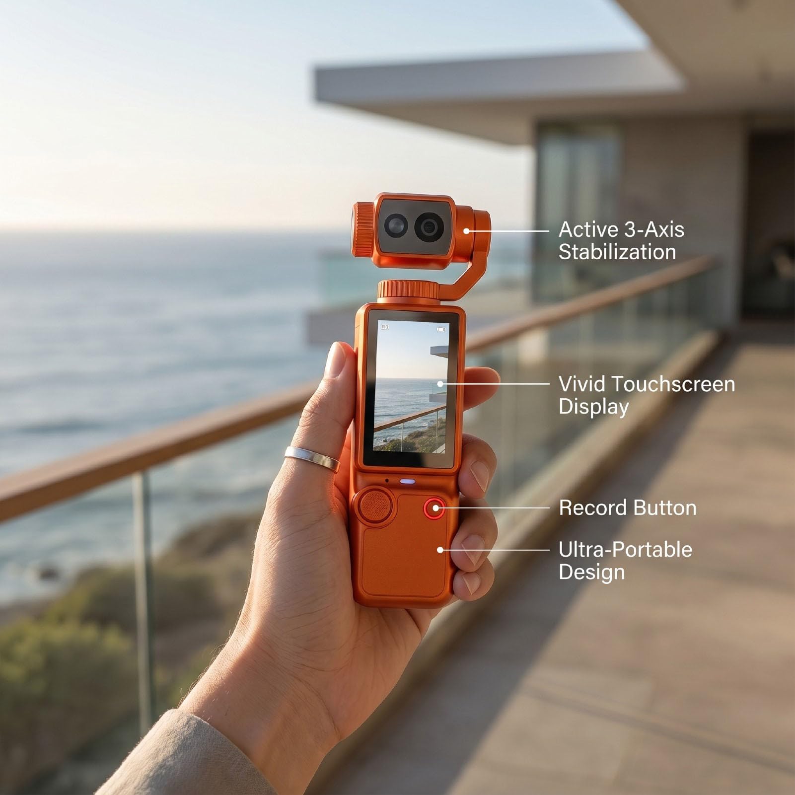 Videocamera Portatile, 4K Obiettivo Rotante 180°, Zoom 16x