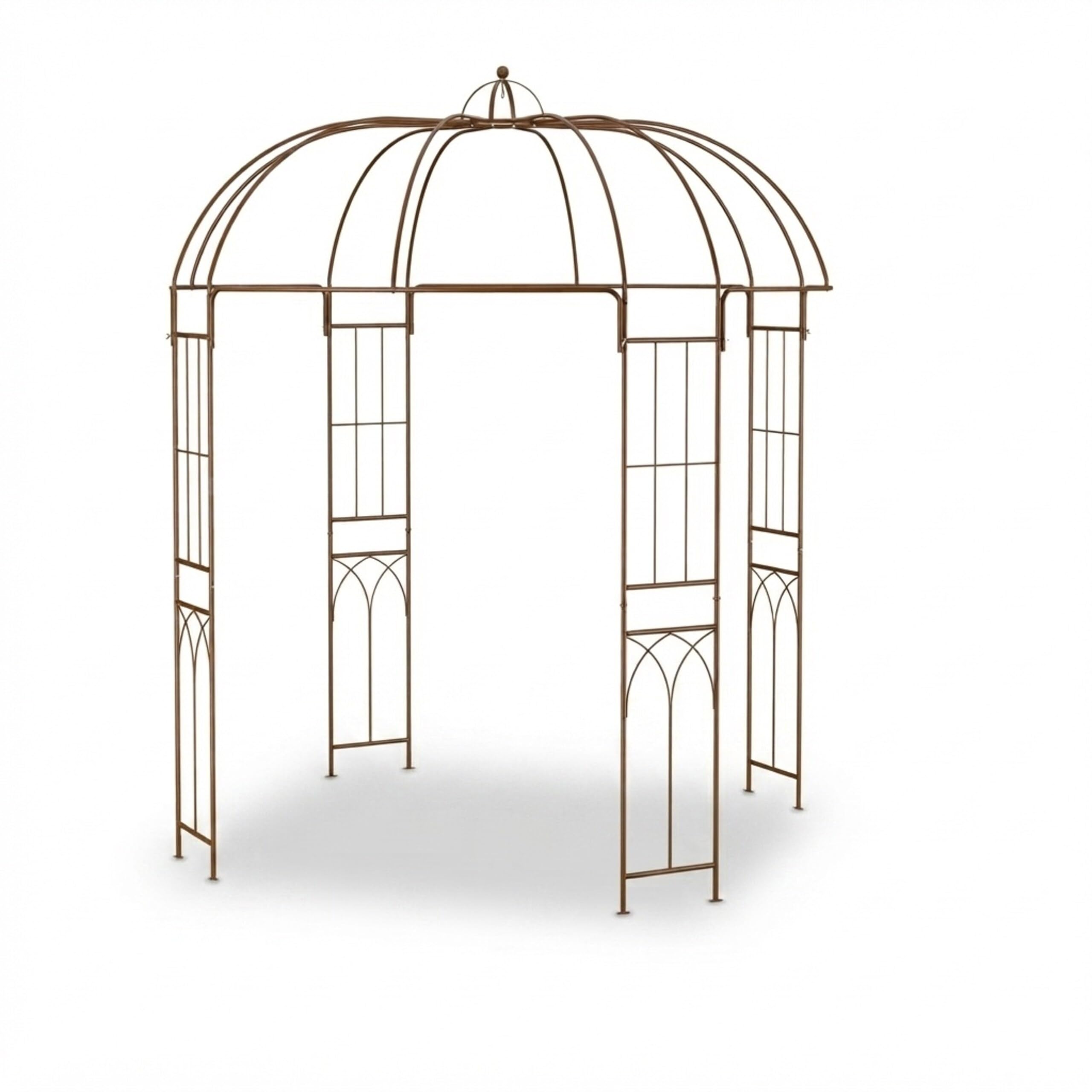 Relaxdays Arco Jardín Metal, 269x211x211 cm, Soporte Enredaderas y Rosas, Plantas Trepadoras, Tutor con Ganchos, Bronce