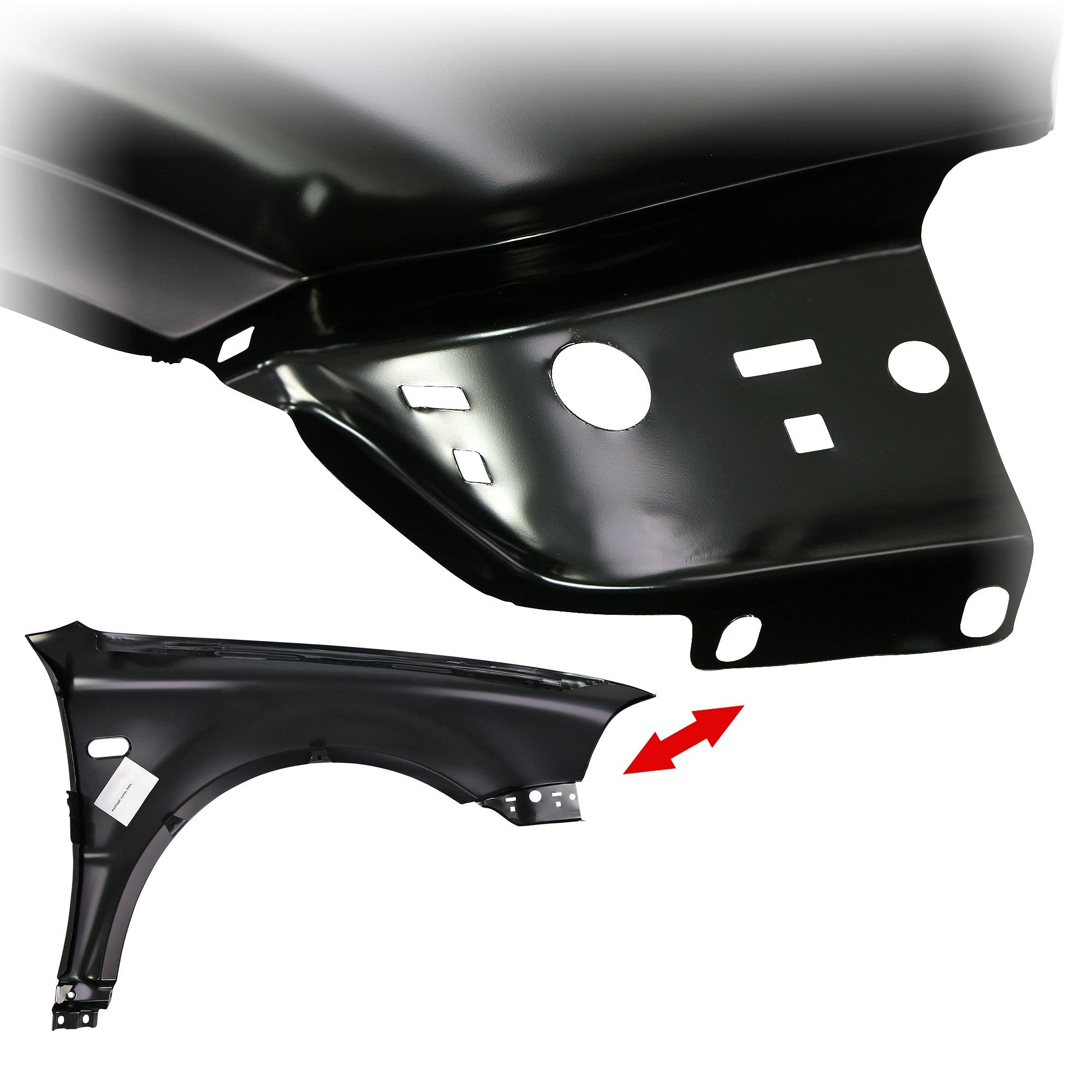 BESTPRICE 1x Kotflügel vorne links mit Blinkerloch Kompatibel mit VW PASSAT B5.5 (3B3), PASSAT B5.5 Variant (3B6)